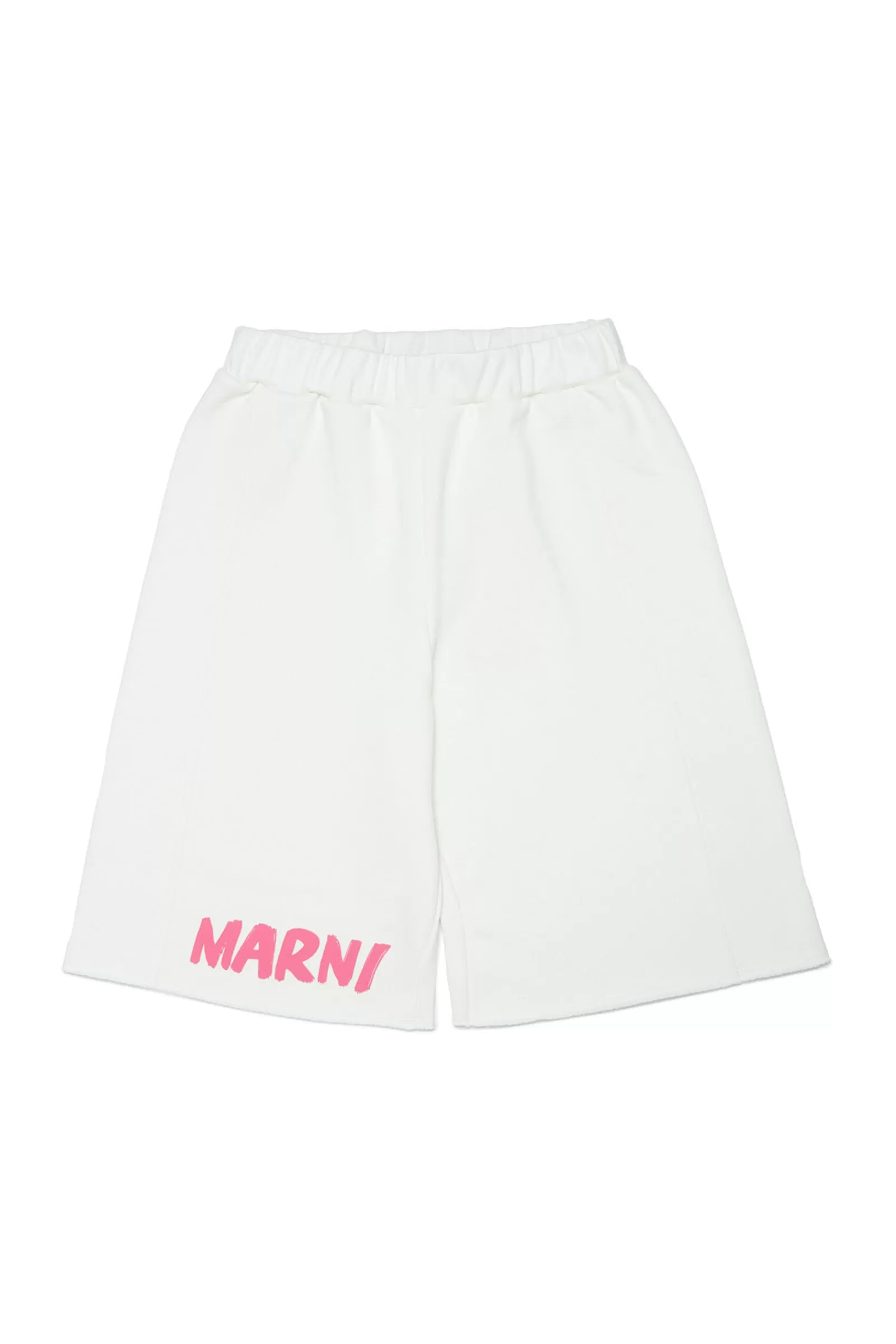 Gonne E Shorts<MARNI Shorts Bianchi In Felpa Con Logo Brush Latte