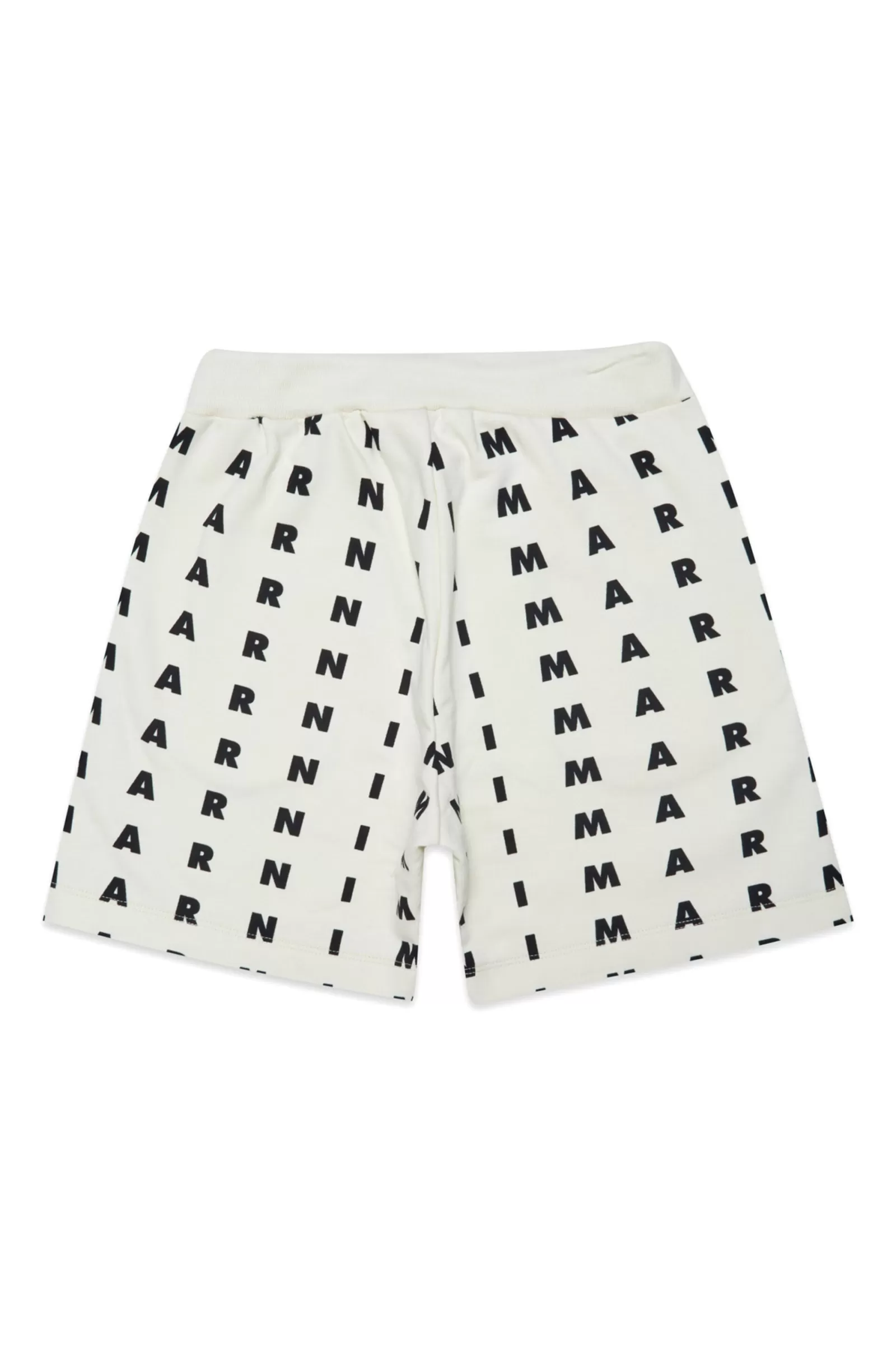 Gonne E Shorts<MARNI Shorts Bianchi In Felpa Con Logo Piccolo Allover Latte