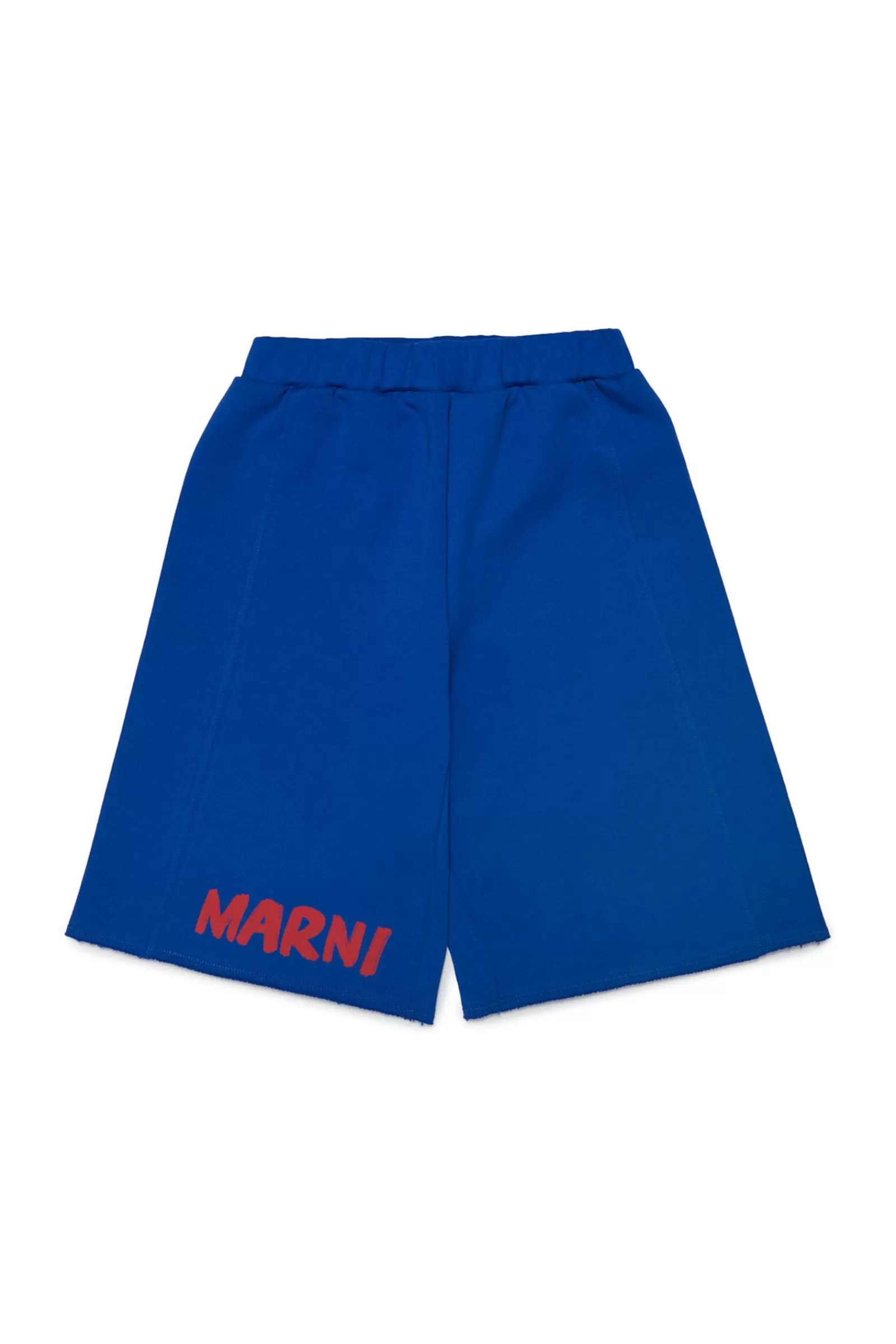 Gonne E Shorts<MARNI Shorts Blu In Felpa Con Logo Brush Blu Surf The Web