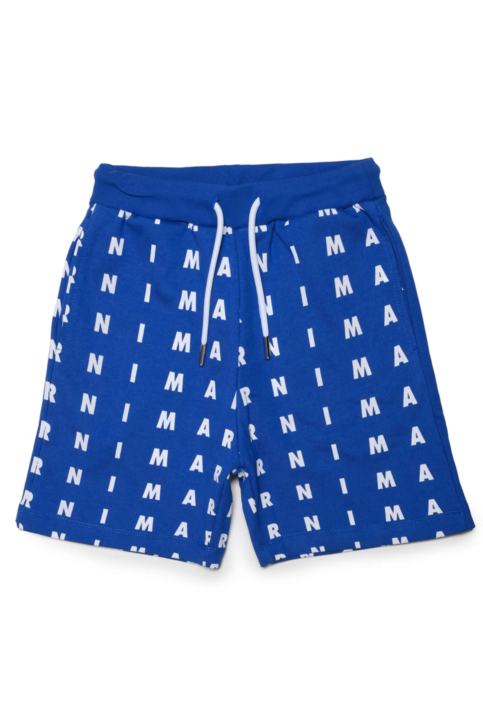 Gonne E Shorts<MARNI Shorts Blu In Felpa Con Logo Piccolo Allover Blu Surf The Web