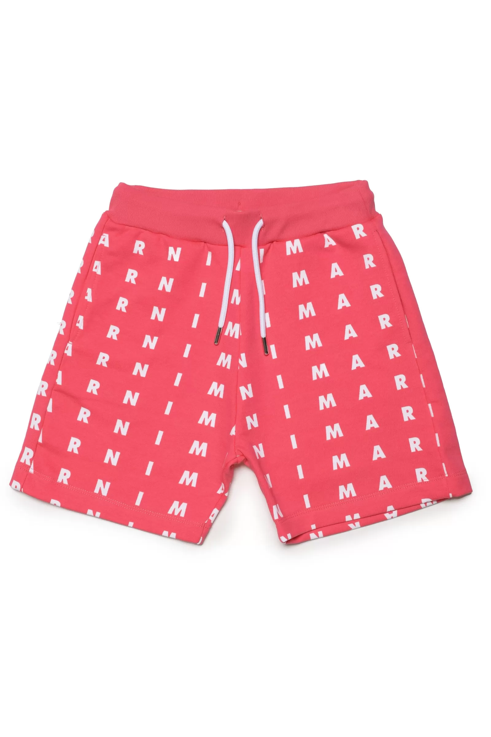 Gonne E Shorts<MARNI Shorts Fucsia In Felpa Con Logo Piccolo Allover Fucsia Luminoso