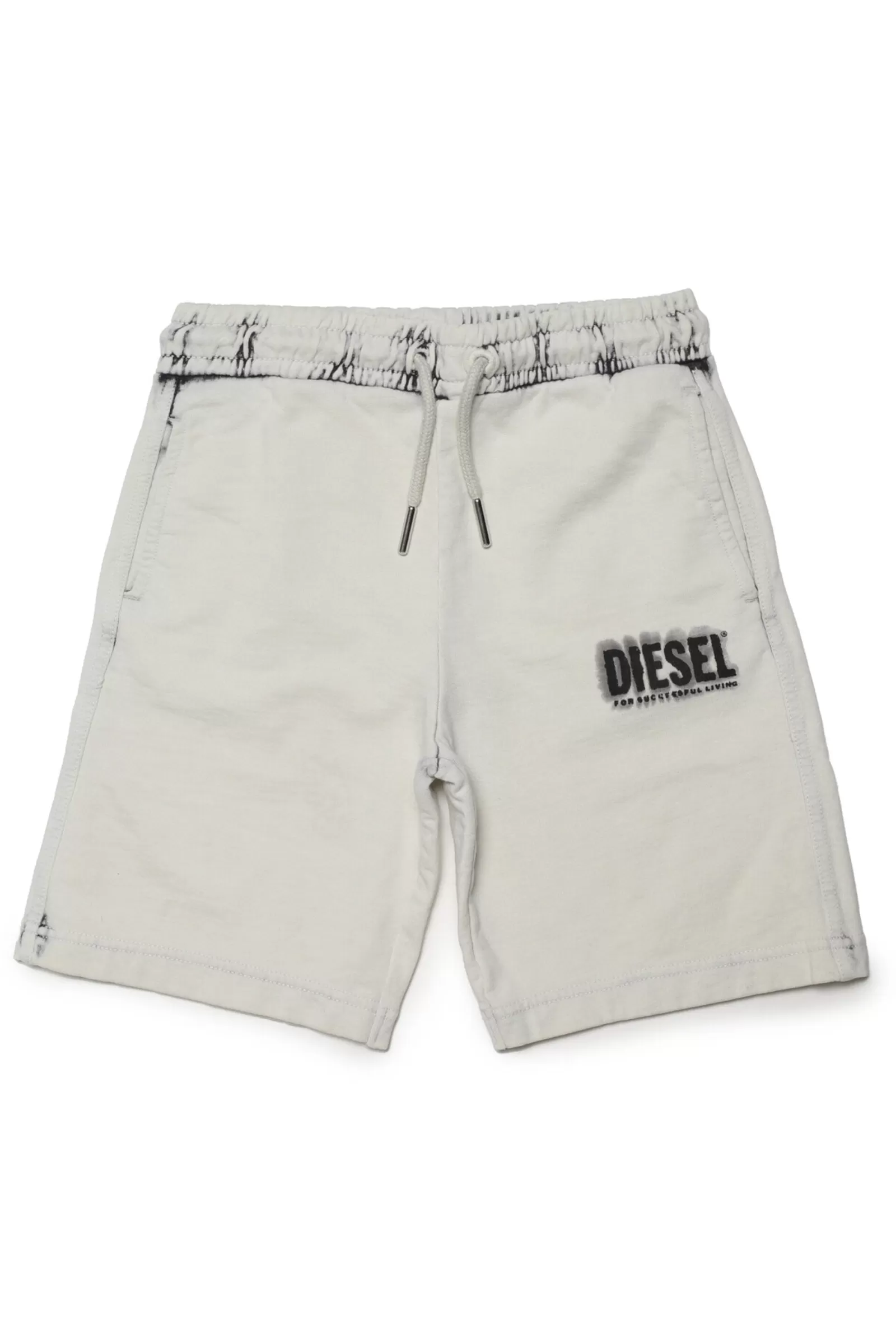 Pantaloni E Shorts<DIESEL Shorts Grigi In Felpa Con Logo Effetto Sbiadito Grigio Chiaro