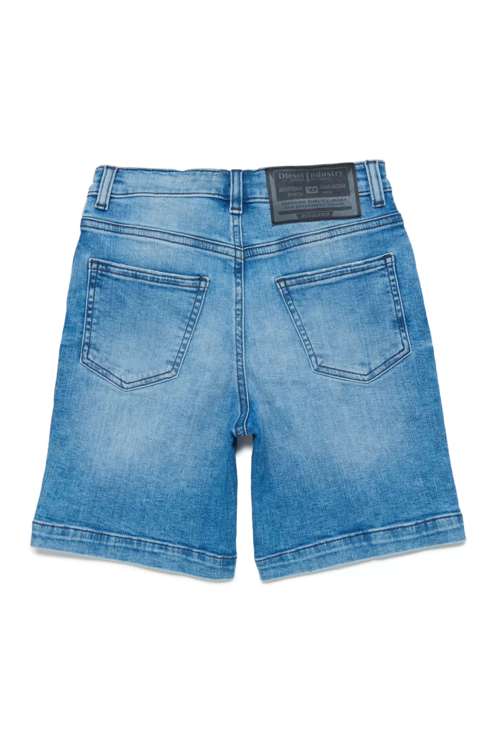 Pantaloni E Shorts<DIESEL Shorts In Denim Blu Con Piccole Rotture Blu Denim