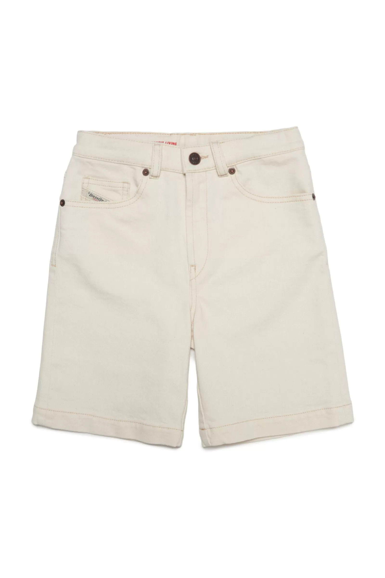 Pantaloni E Shorts<DIESEL Shorts In Denim Ecru Bianco Sporco