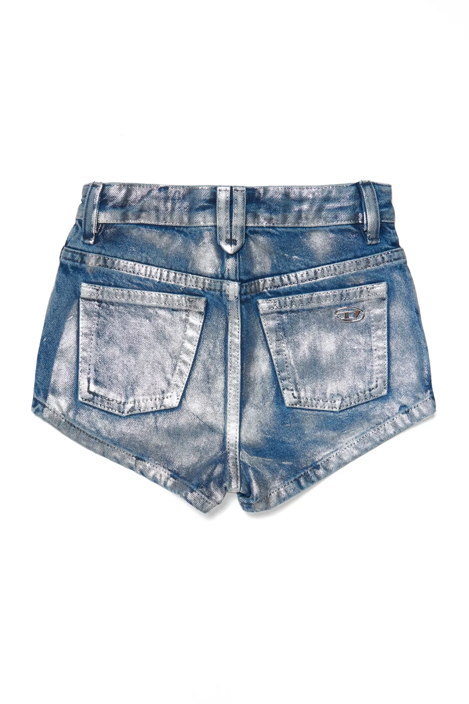 Gonne E Shorts<DIESEL Shorts In Denim Effetto Metallizzato Argento