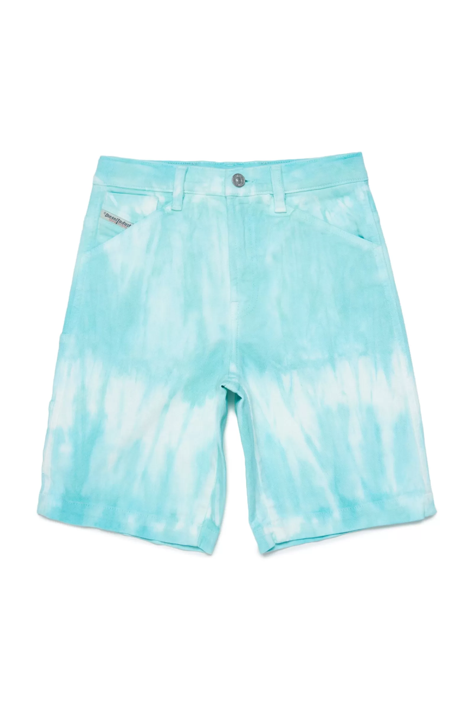 Pantaloni E Shorts<DIESEL Shorts In Denim Effetto Tie-Dye Verdi Verde Katydid