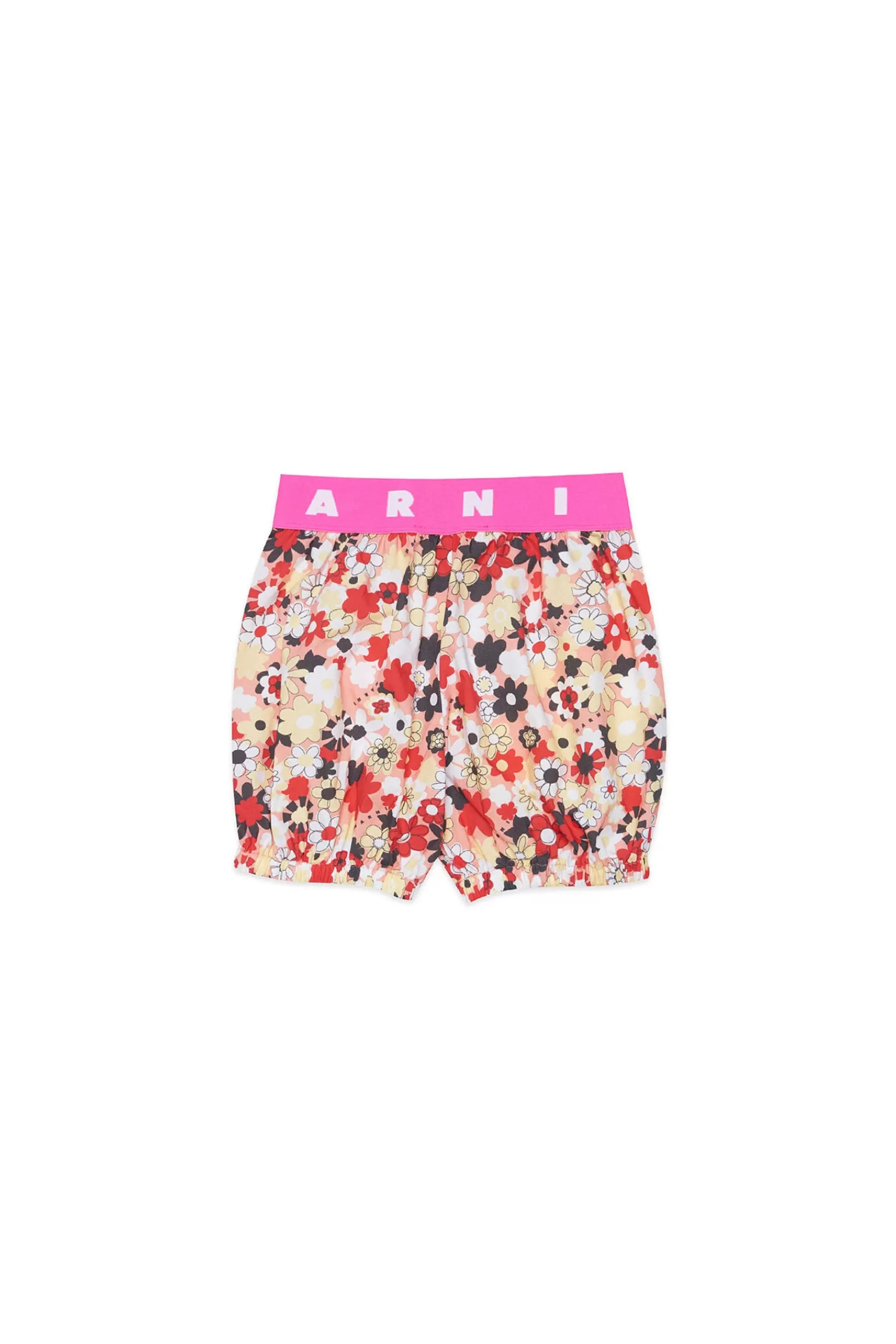 Pantaloni E Shorts<MARNI Shorts In Popeline Con Motivo Allover Fiori Rosa Fiore