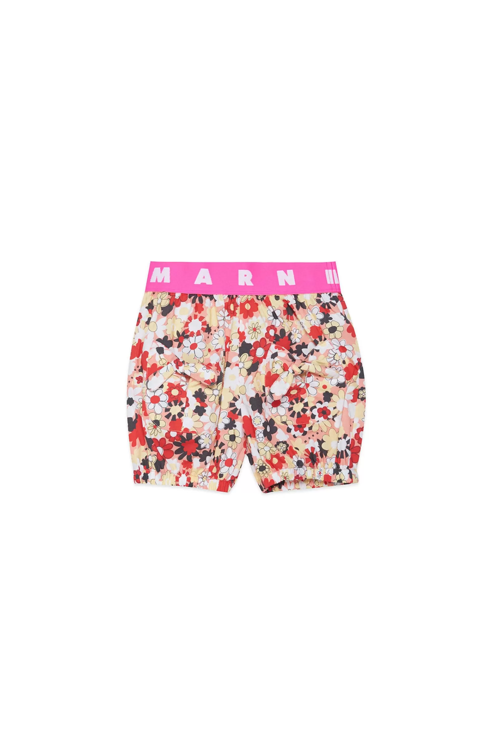 Pantaloni E Shorts<MARNI Shorts In Popeline Con Motivo Allover Fiori Rosa Fiore