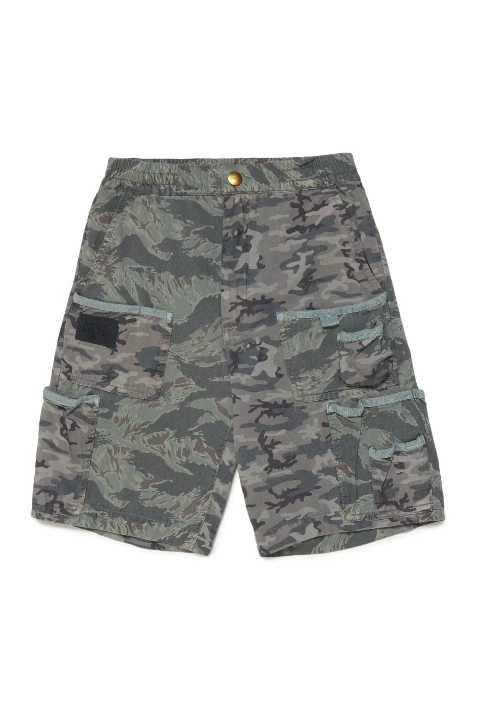 Pantaloni E Shorts<DIESEL Shorts Modello Cargo Con Mix Di Camouflage Oliva Polvere