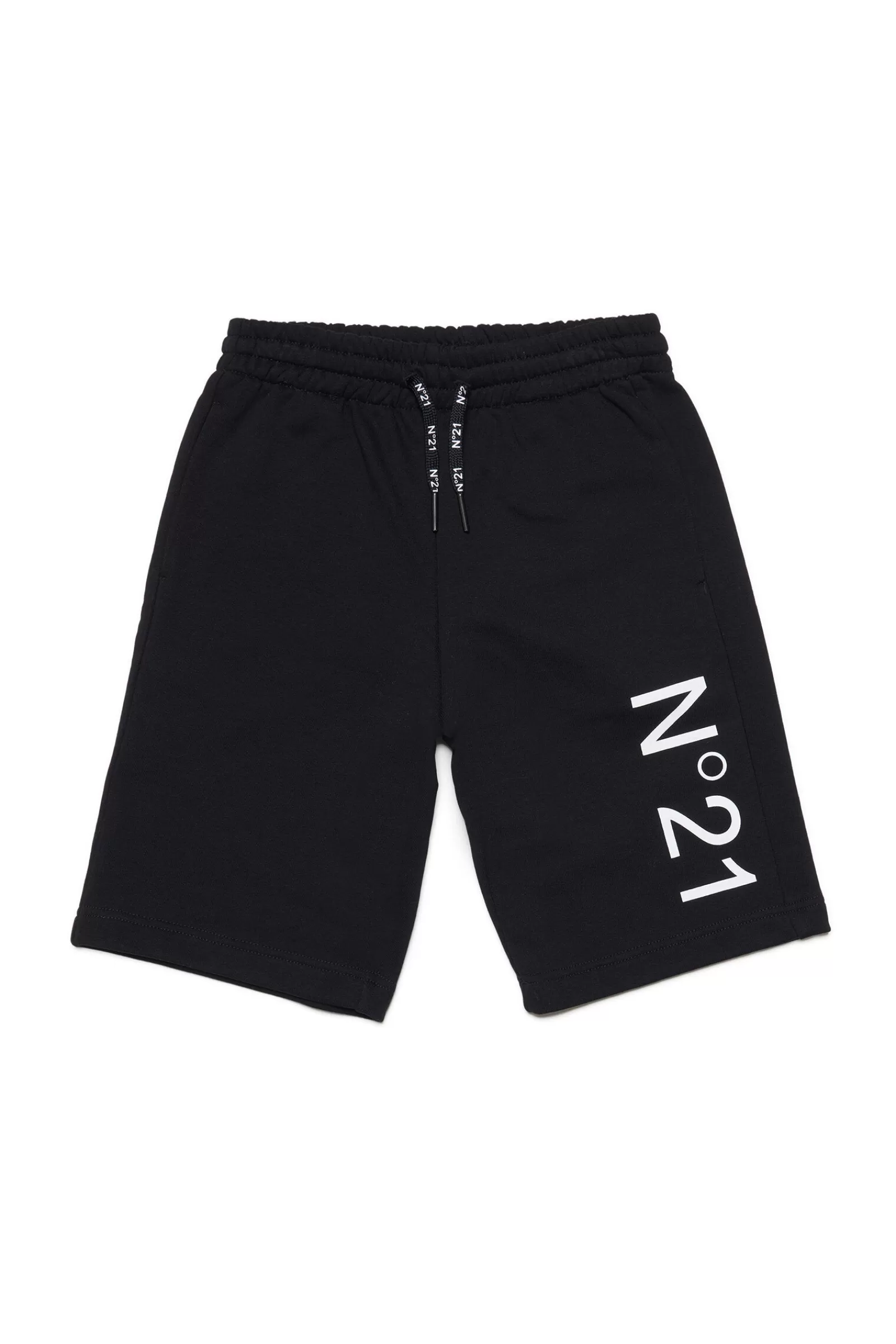 Pantaloni E Shorts<N°21 Shorts Neri In Felpa Con Logo Nero