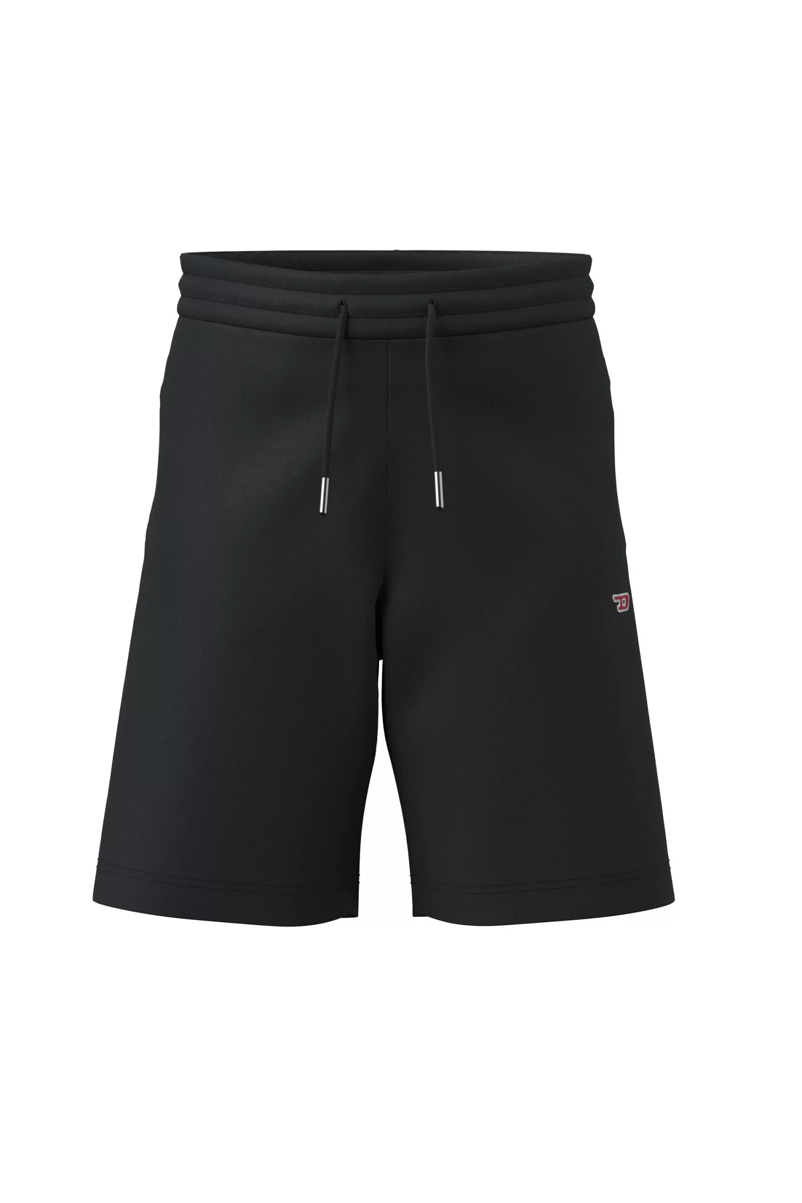 Gonne E Shorts<DIESEL Shorts Neri In Felpa Con Logo Ricamato Nero