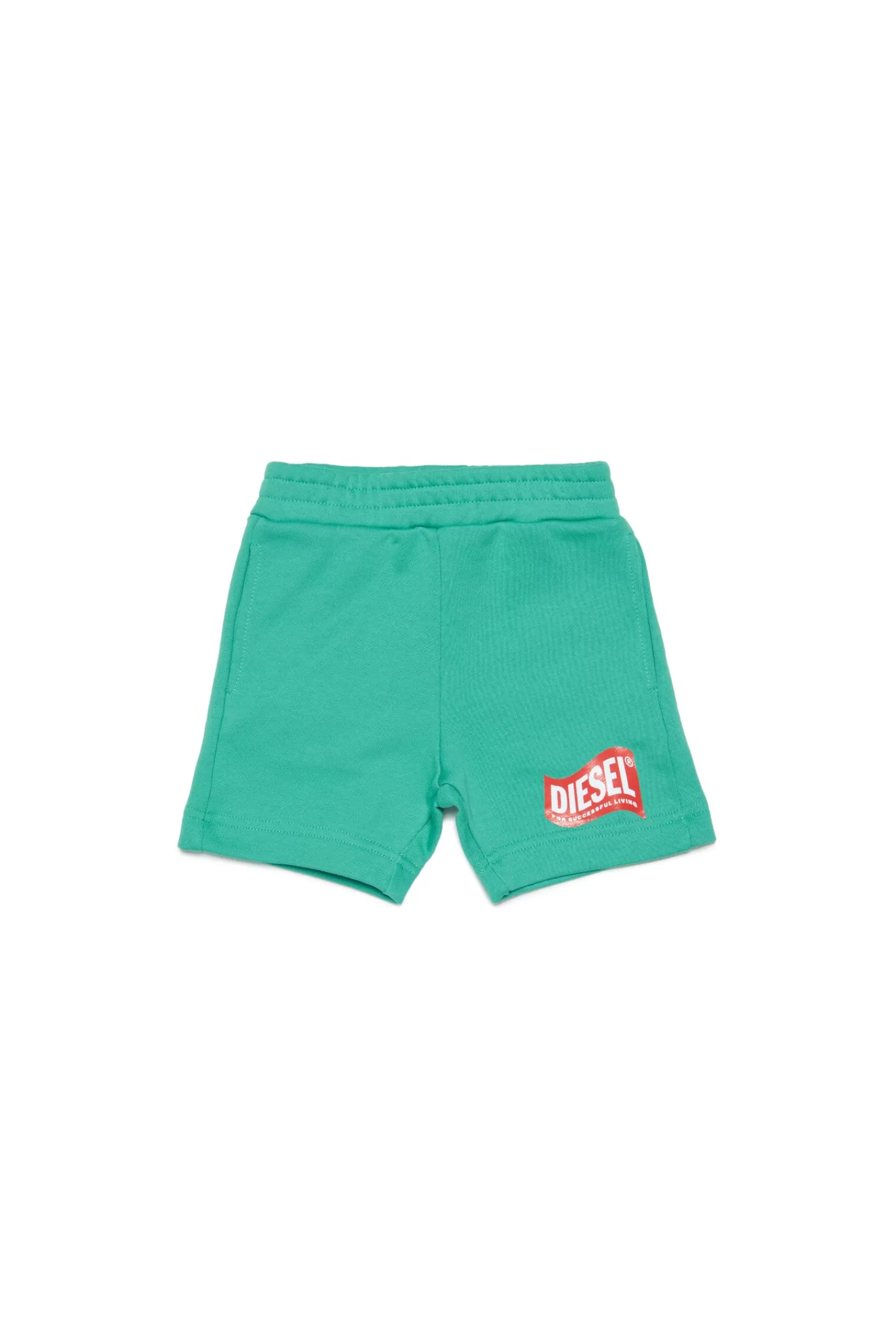 Pantaloni E Shorts<DIESEL Shorts Verdi In Cotone Con Logo In Versione  Verde Katydid