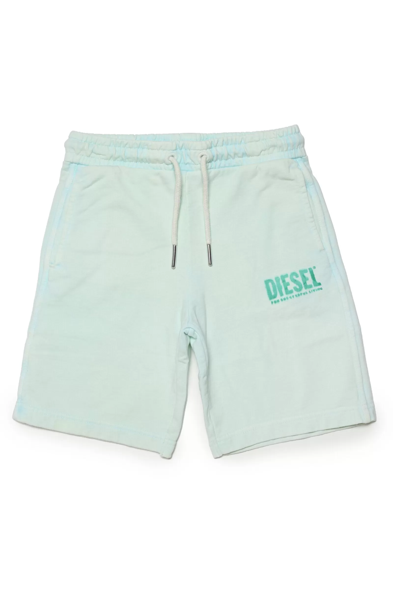 Pantaloni E Shorts<DIESEL Shorts Verdi In Felpa Con Logo Effetto Sbiadito Verde Katydid