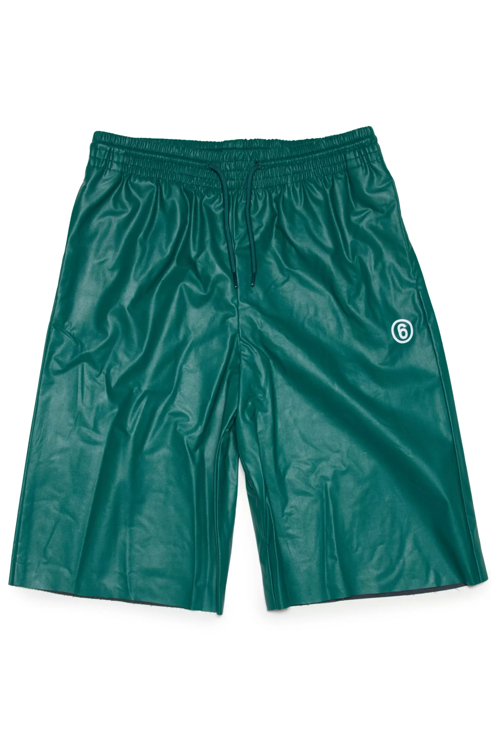 Gonne E Shorts<MM6 MAISON MARGIELA Shorts Verdi In Similpelle Con Logo Verde Foresta