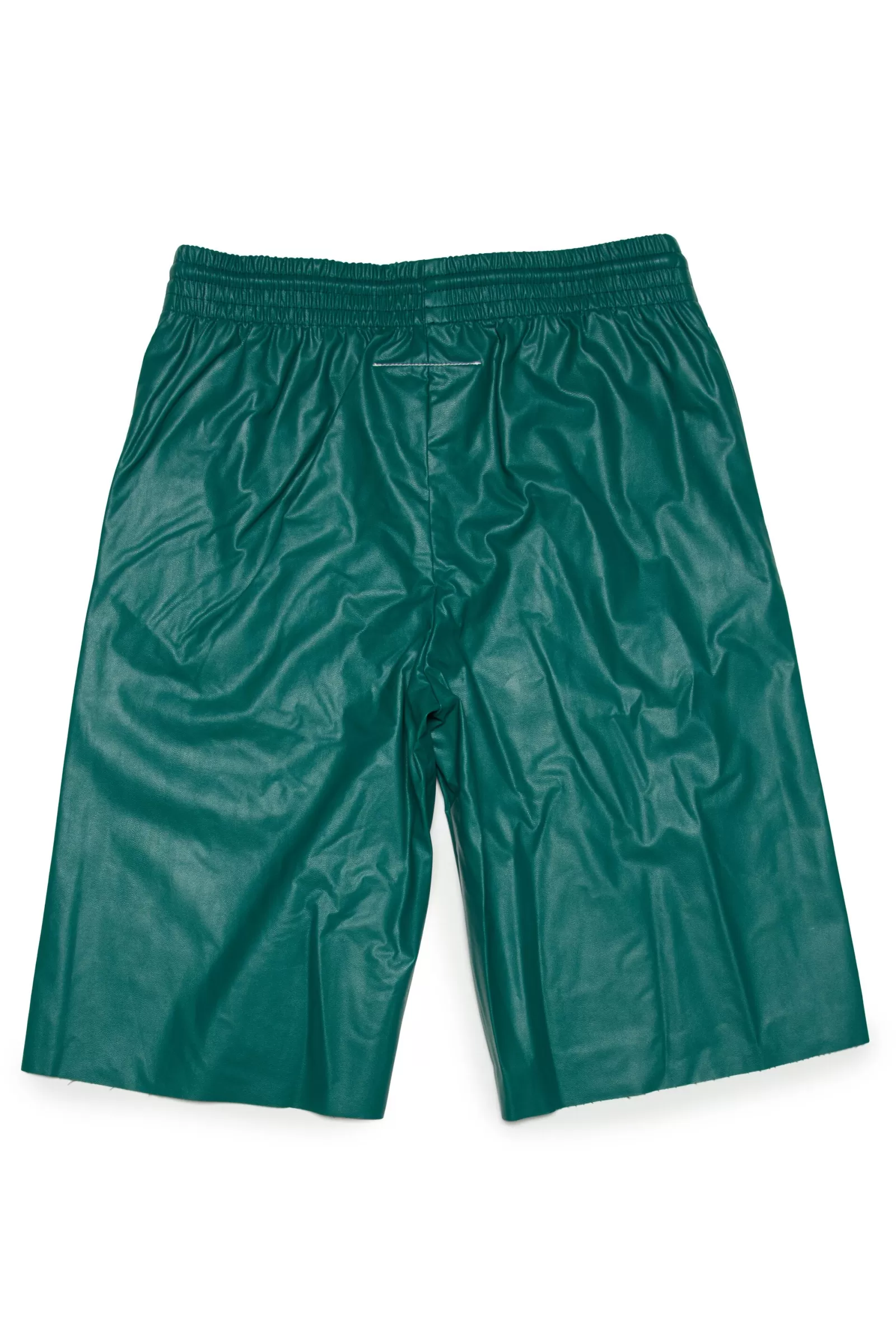 Gonne E Shorts<MM6 MAISON MARGIELA Shorts Verdi In Similpelle Con Logo Verde Foresta