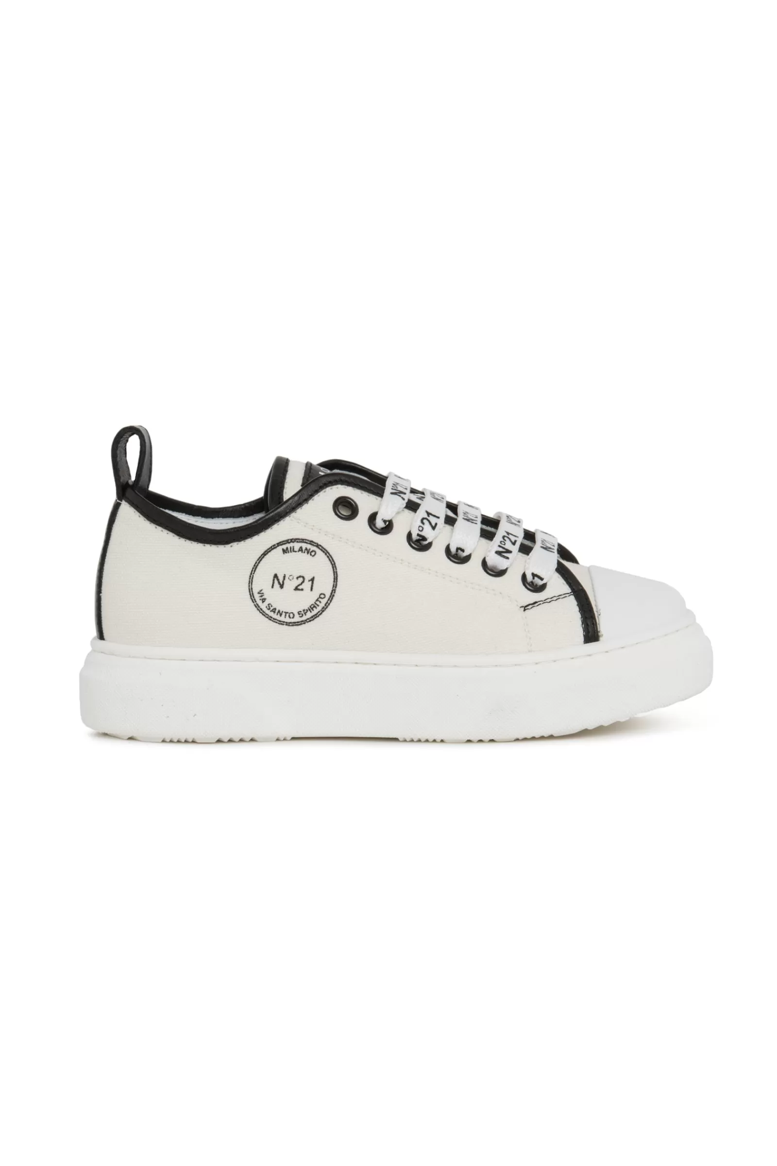 Sneakers<N°21 Sneakers In Pelle Con Suola E Punta Gommate Bianco