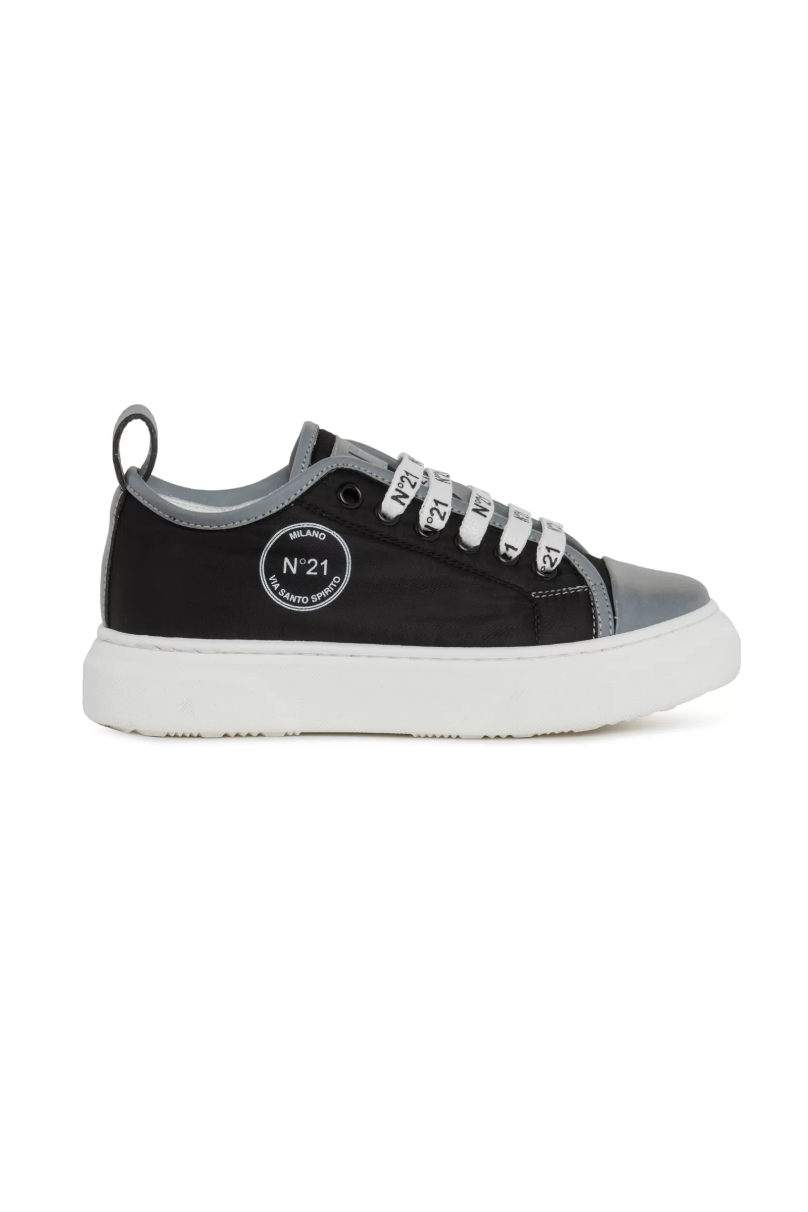 Sneakers<N°21 Sneakers In Pelle Con Suola E Punta Gommate Nero