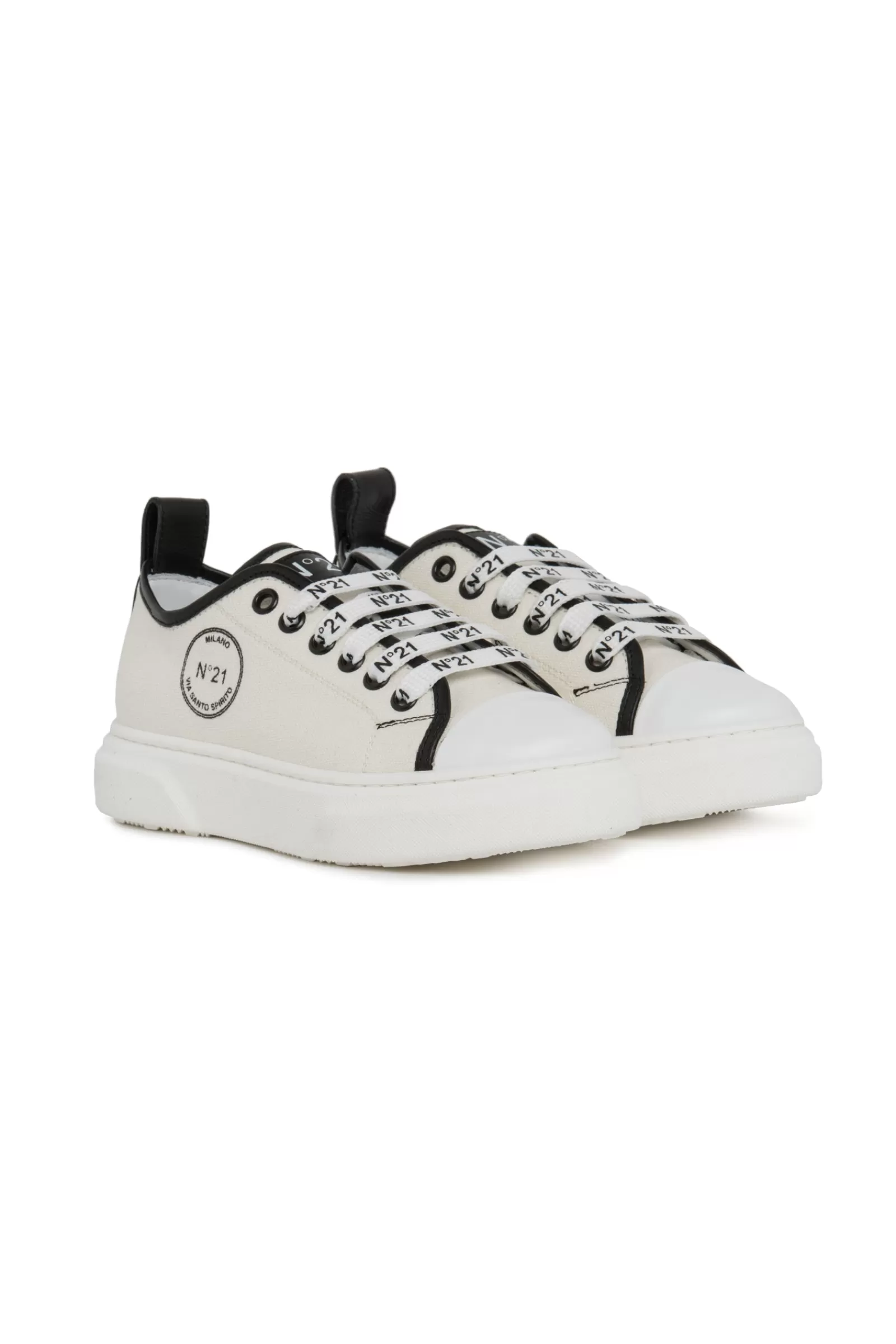 Sneakers<N°21 Sneakers In Pelle Con Suola E Punta Gommate Bianco