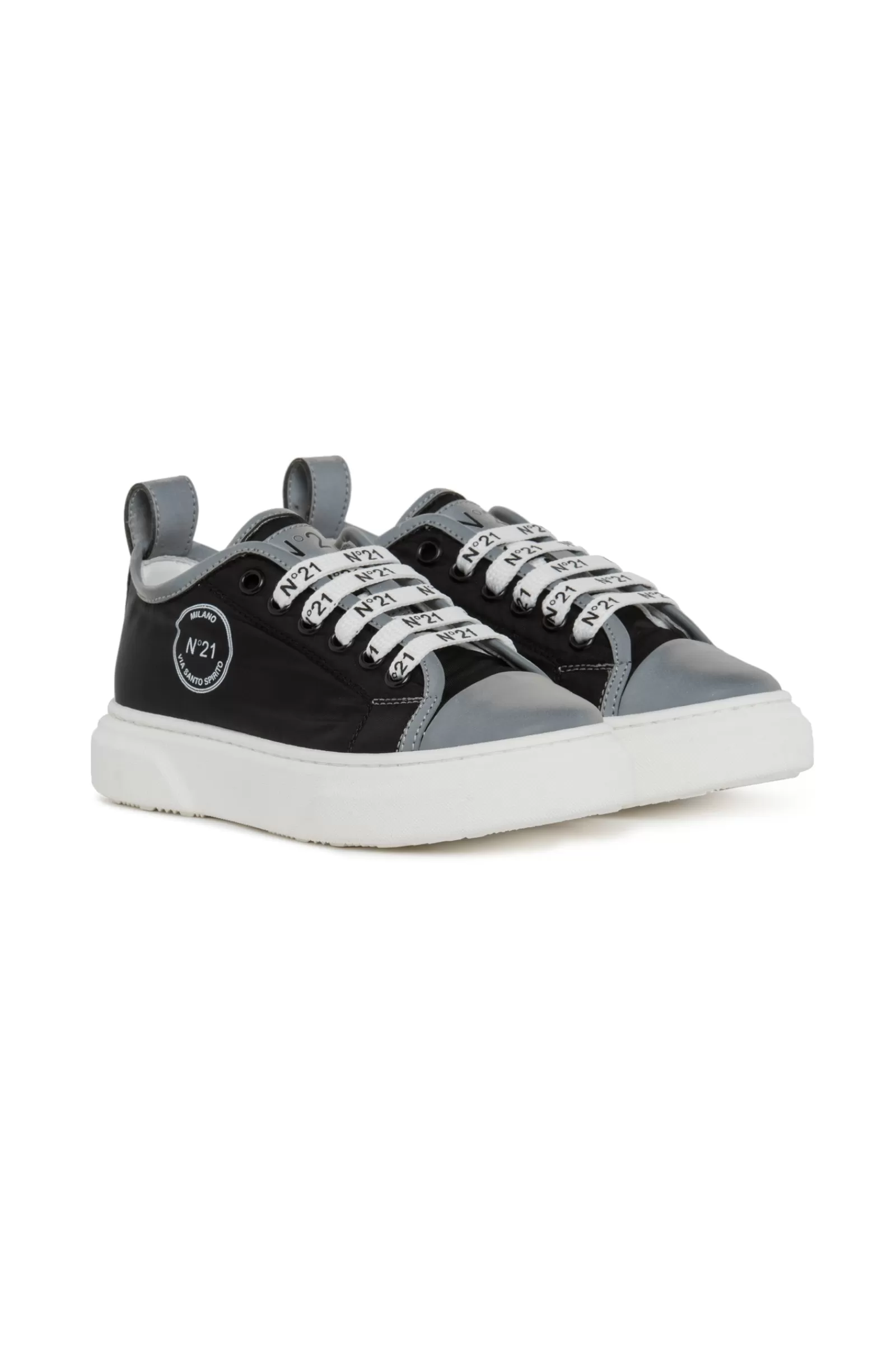 Sneakers<N°21 Sneakers In Pelle Con Suola E Punta Gommate Nero