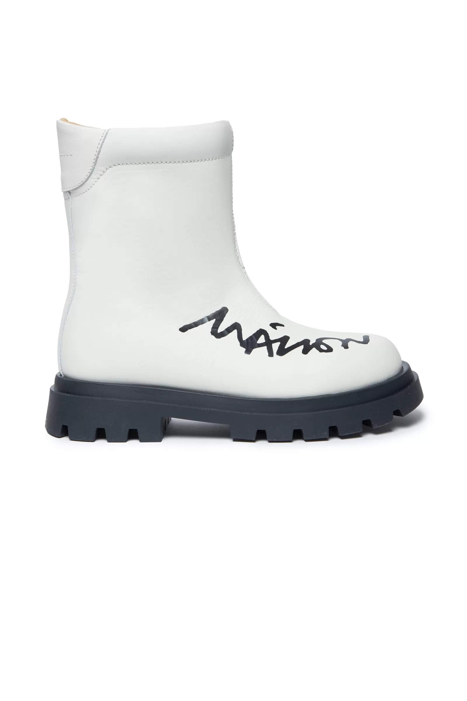 Stivali E Anfibi<MM6 MAISON MARGIELA Stivali Biker In Pelle Bianco