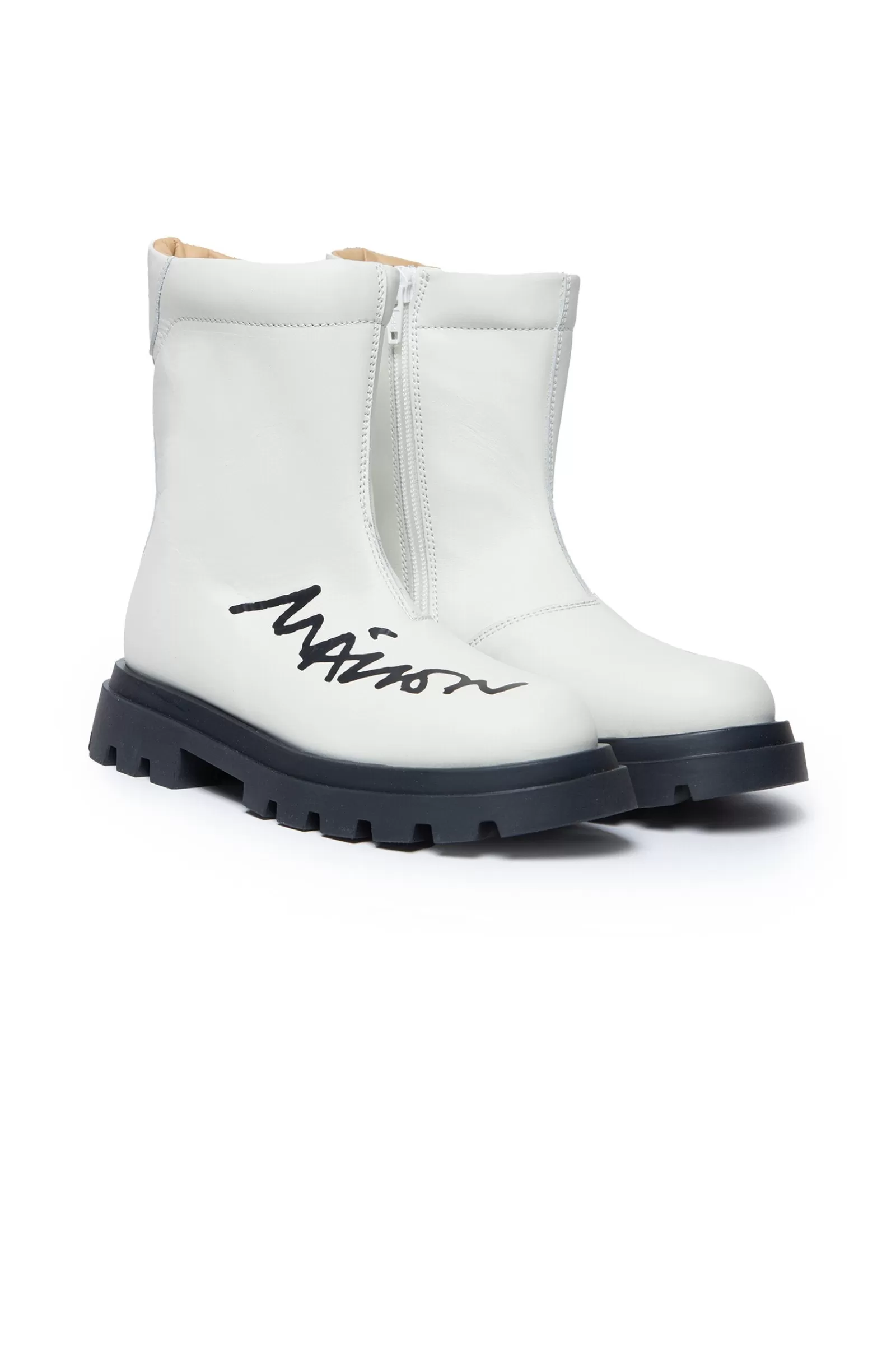 Stivali E Anfibi<MM6 MAISON MARGIELA Stivali Biker In Pelle Bianco