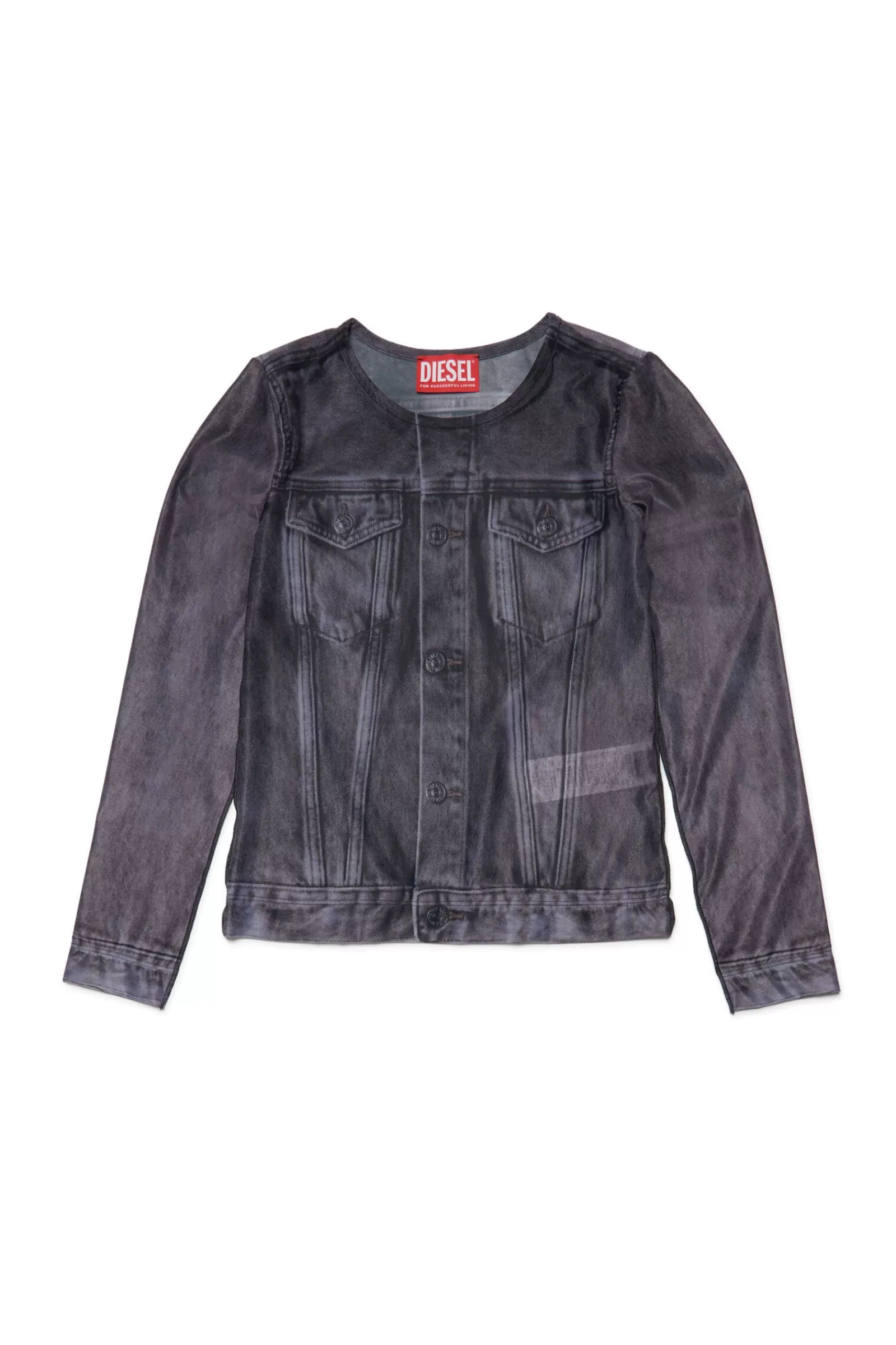 T-Shirt<DIESEL Top Con Stampa Digitale Denim Nero