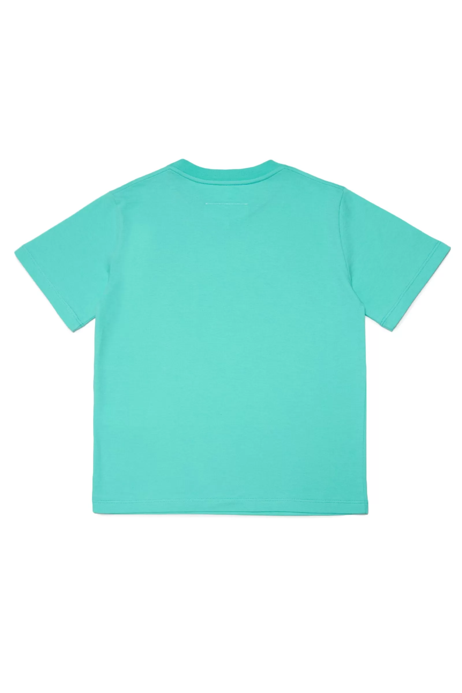 T-Shirt<MM6 MAISON MARGIELA T-Shirt Acquamarina In Jersey Con Logo 6 Effetto Fluido Verde Acquamarina