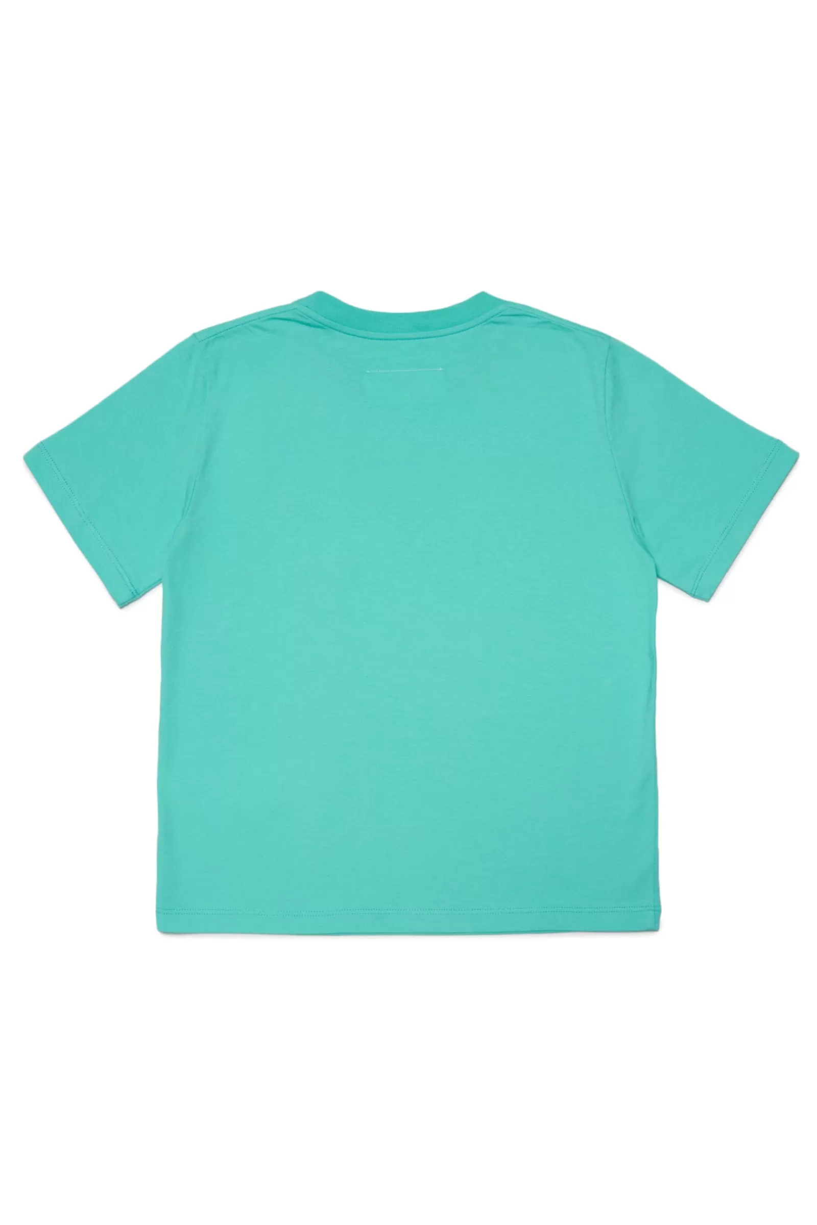 T-Shirt<MM6 MAISON MARGIELA T-Shirt Acquamarina In Jersey Con Logo Effetto Specchio Verde Acquamarina