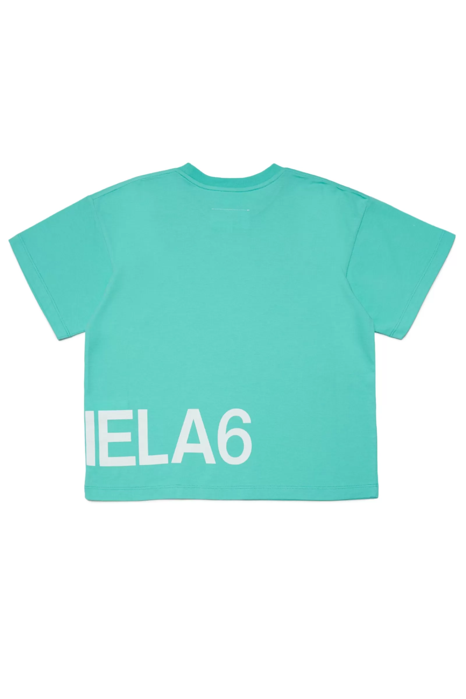 T-Shirt<MM6 MAISON MARGIELA T-Shirt Acquamarina In Jersey Con Maxi-Logo Verde Acquamarina