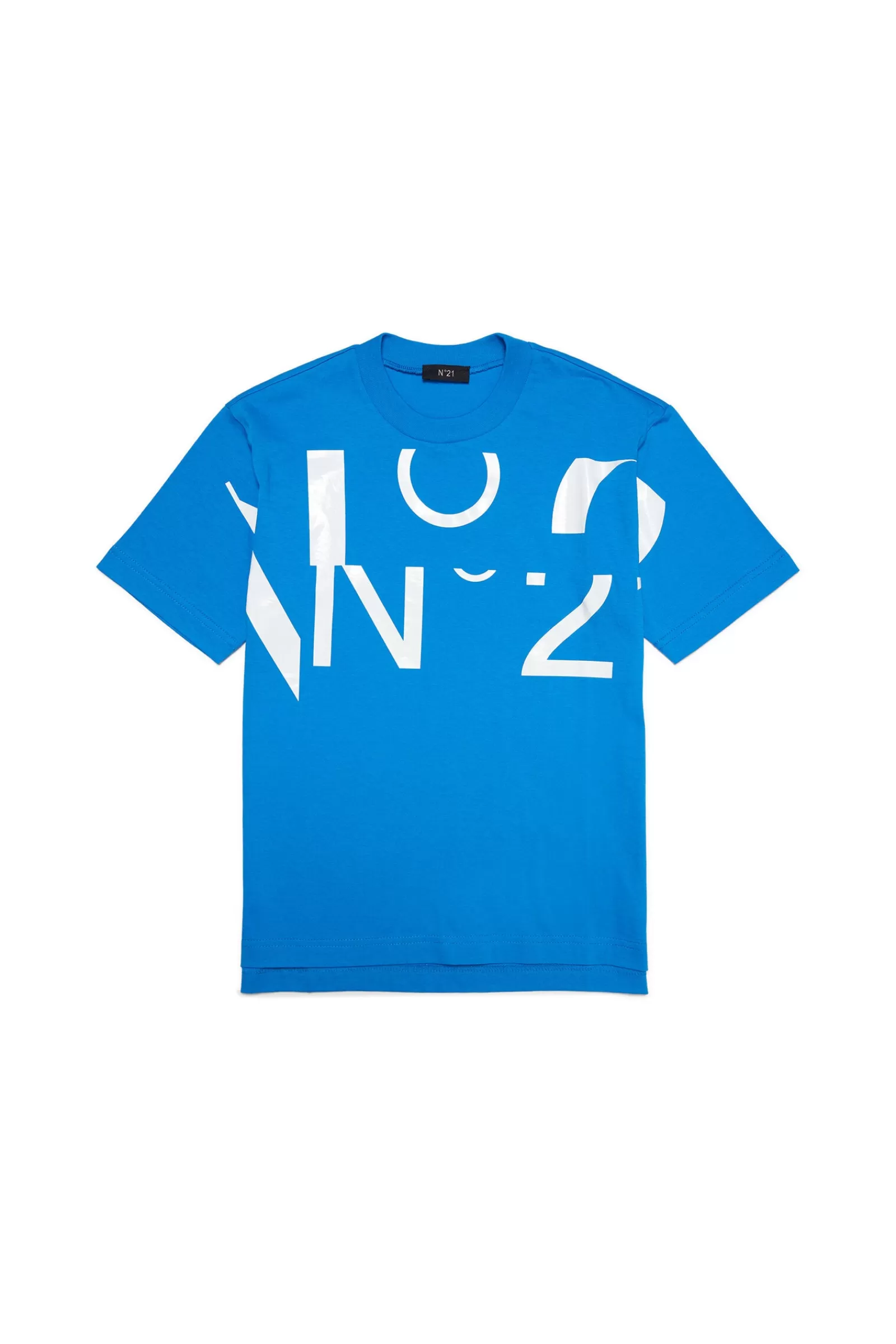 T-Shirt<N°21 T-Shirt Azzurra In Jersey Con Logo Sezionato Blue Chiaro