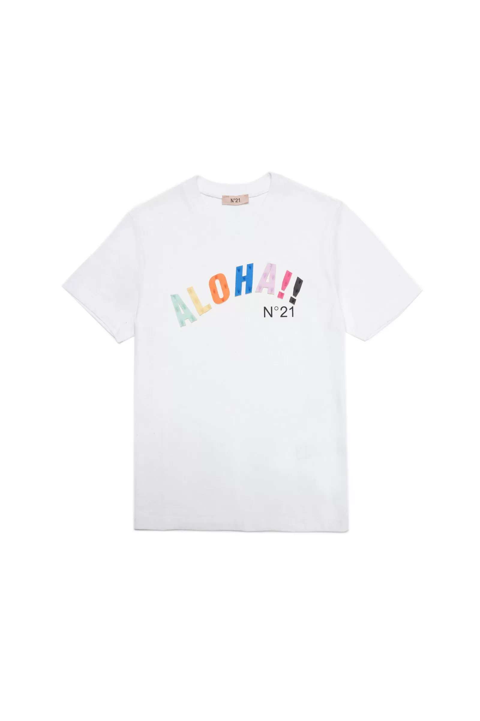 T-Shirt<N°21 T-Shirt Bianca In Jersey Con Applicazione In Spugna Aloha Bianco