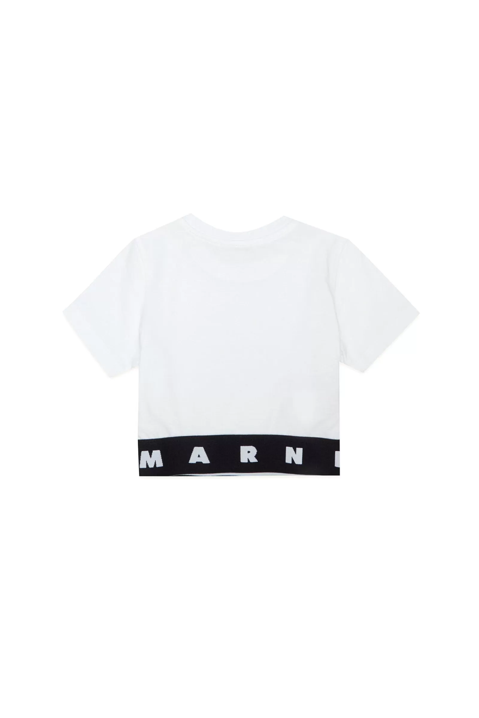 T-Shirt<MARNI T-Shirt Bianca In Jersey Con Elastico Logato Bianco