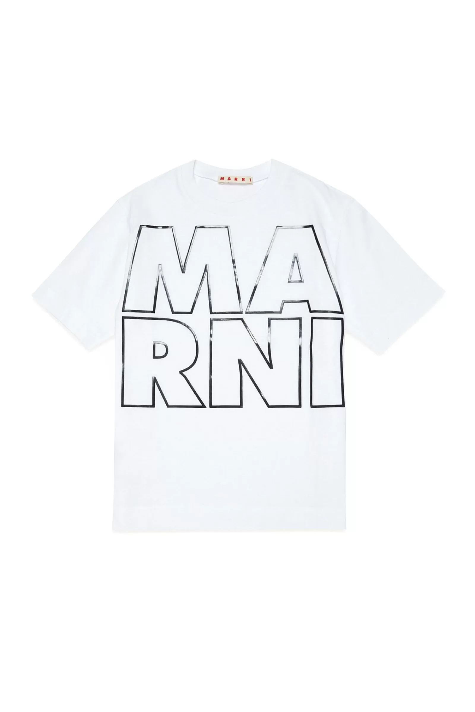 T-Shirt<MARNI T-Shirt Bianca In Jersey Con Logo Displaced Bianco