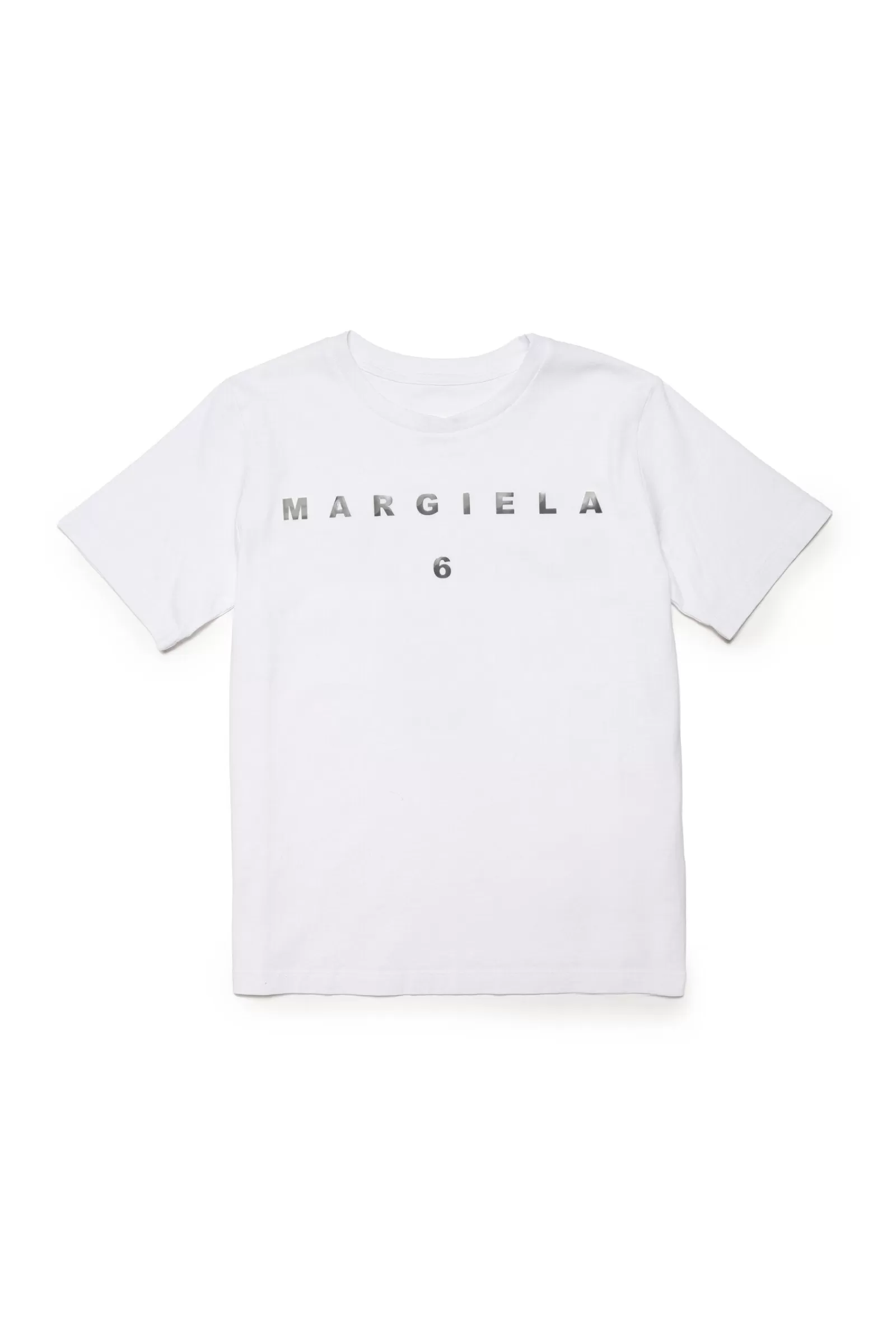 T-Shirt<MM6 MAISON MARGIELA T-Shirt Bianca In Jersey Con Logo Effetto Specchio Bianco