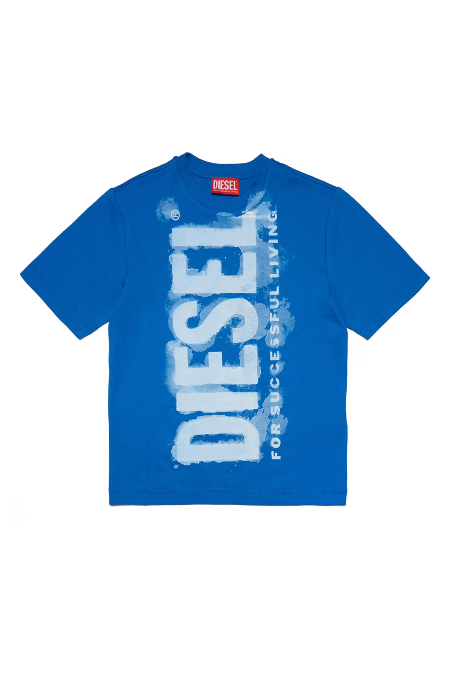 T-Shirt<DIESEL T-Shirt Blu In Jersey Con Logo Effetto Acquerello Blu Principessa