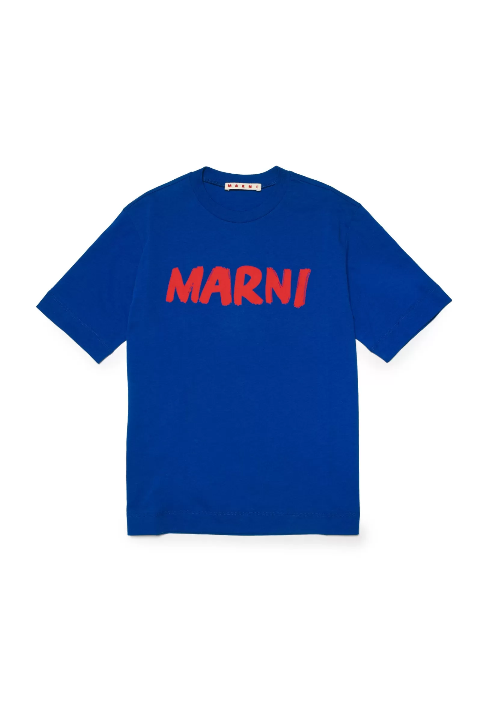 T-Shirt<MARNI T-Shirt Blu In Jersey Con Logo Brush Blu Surf The Web