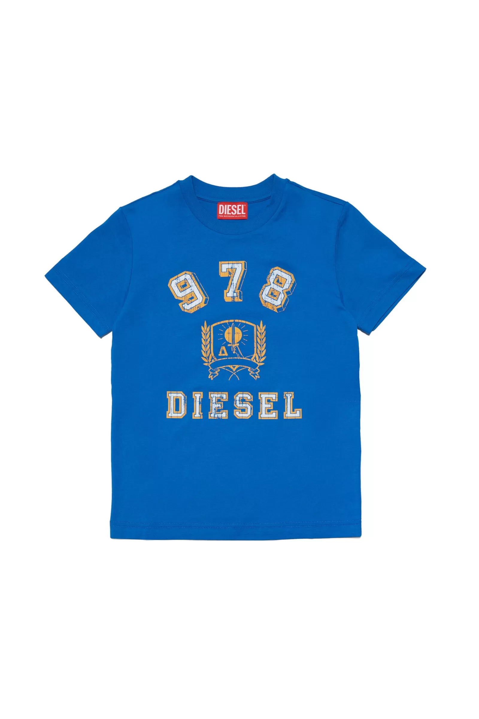 T-Shirt<DIESEL T-Shirt Blu In Jersey Con Stemma E Logo Blu Principessa