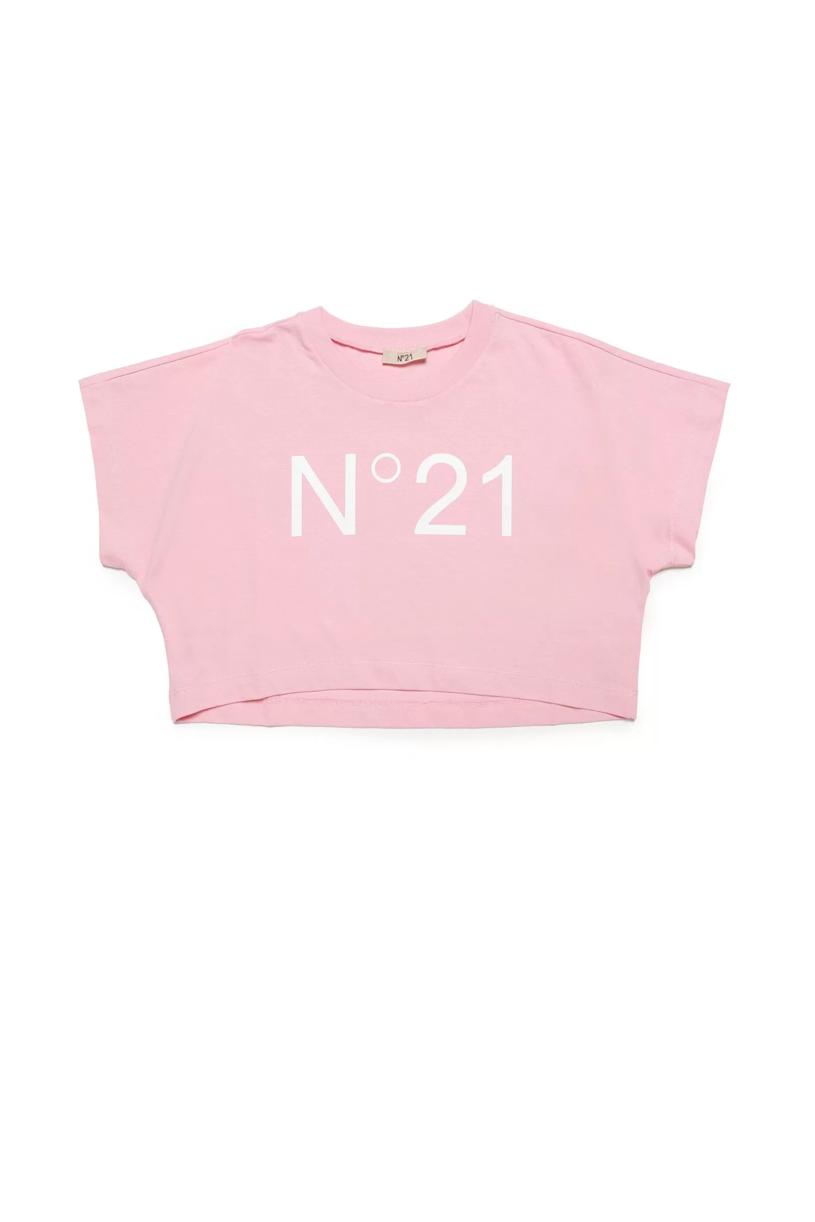 T-Shirt<N°21 T-Shirt Crop Girocollo In Jersey Con Logo Rosa Caramella