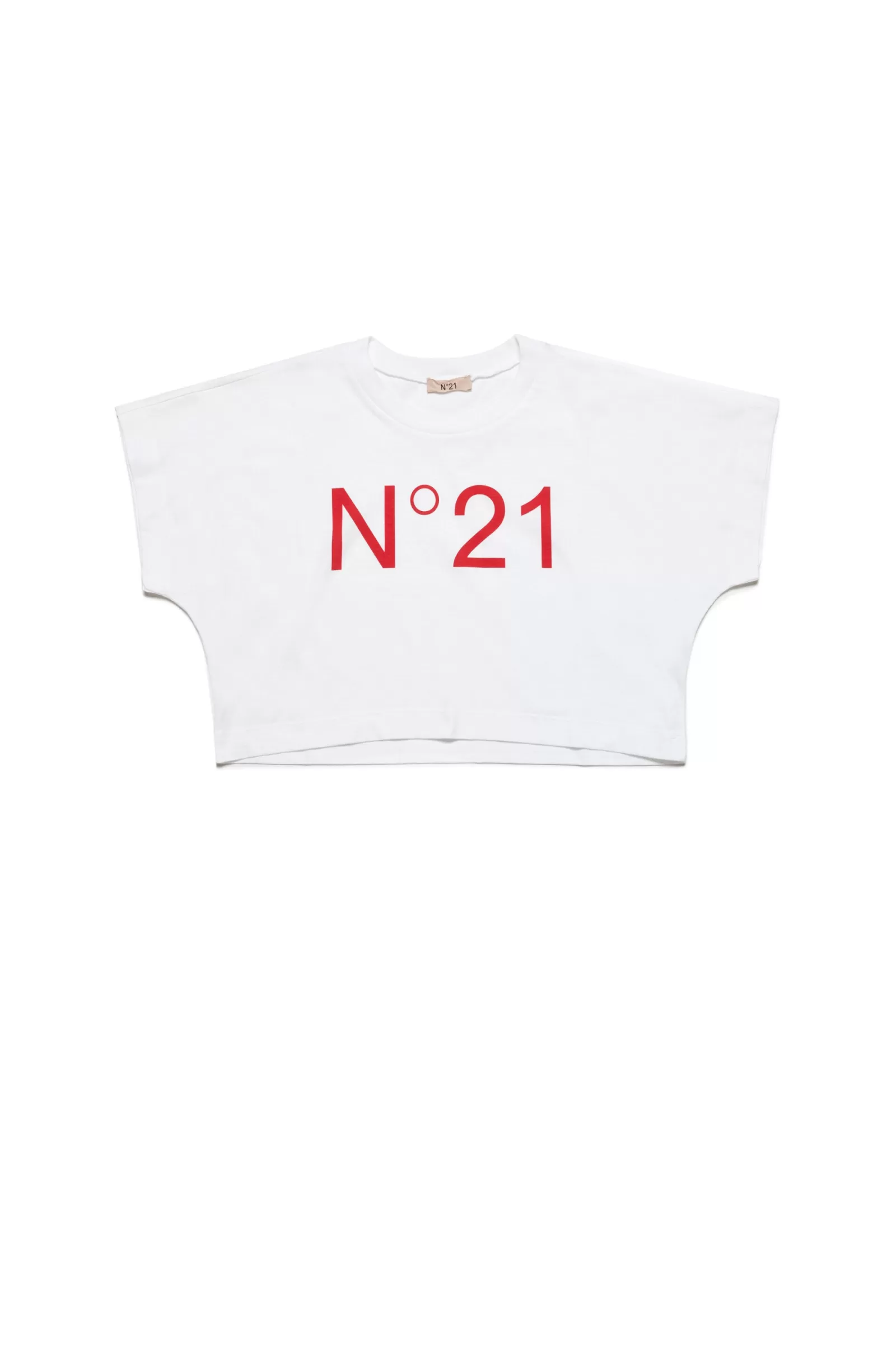 T-Shirt<N°21 T-Shirt Crop Girocollo In Jersey Con Logo Bianco