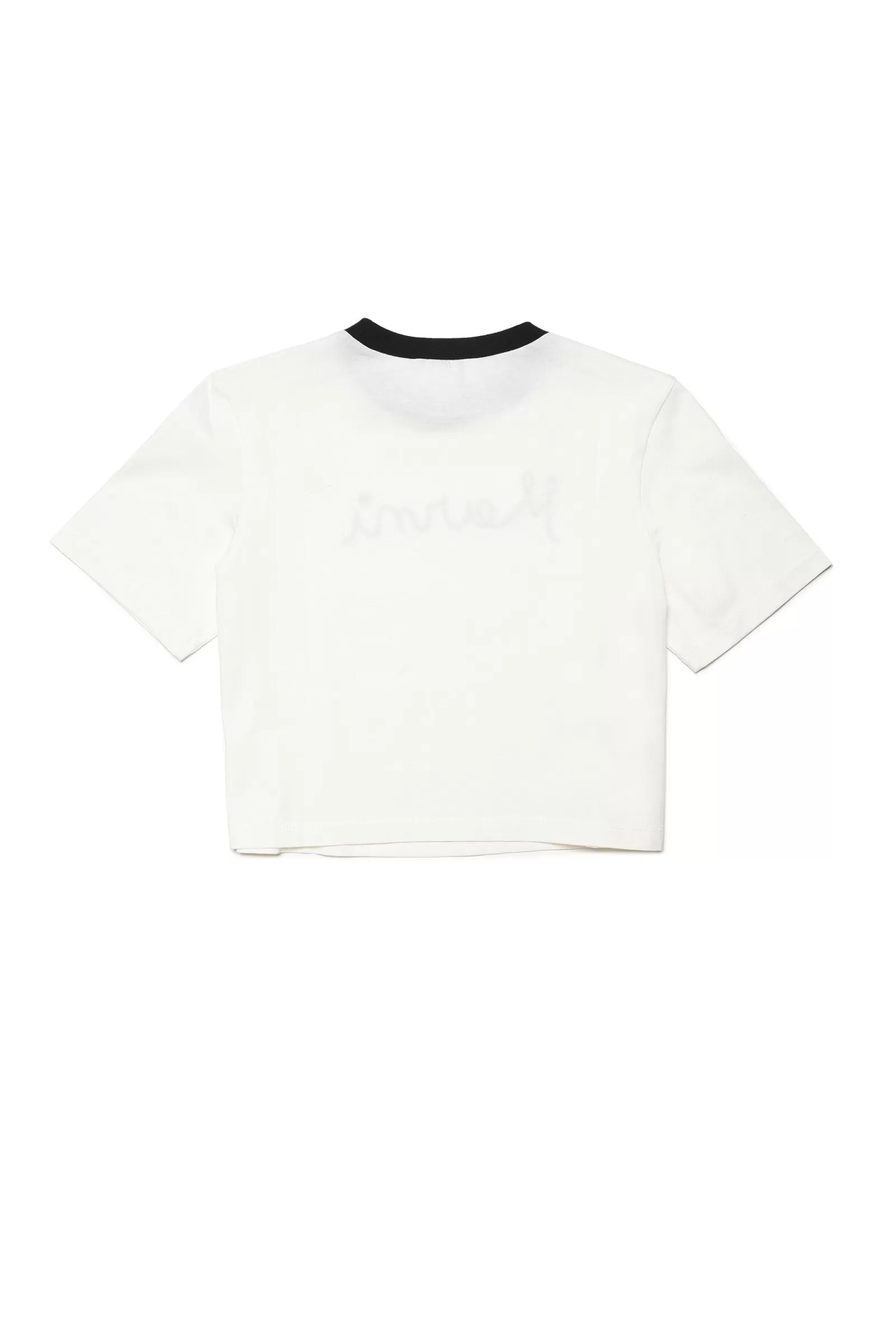 T-Shirt<MARNI T-Shirt Crop Girocollo In Jersey Con Logo Bianco Sporco