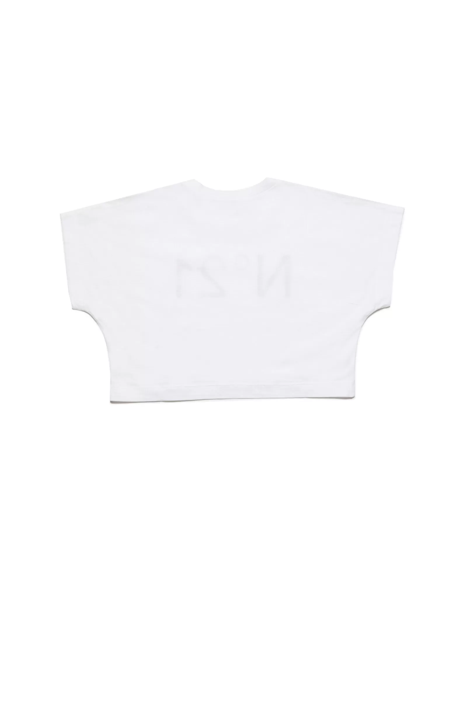 T-Shirt<N°21 T-Shirt Crop Girocollo In Jersey Con Logo Bianco