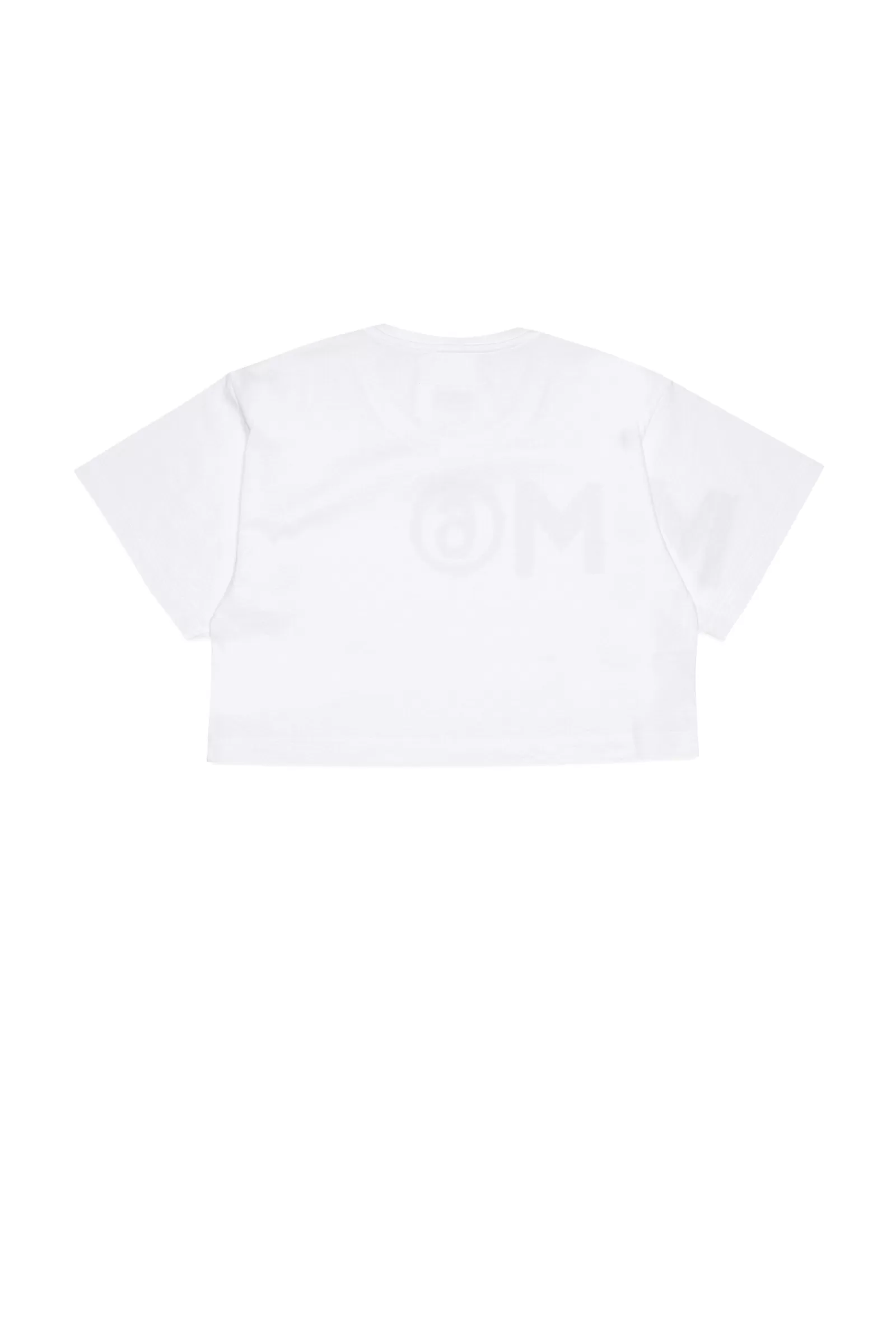 T-Shirt<MM6 MAISON MARGIELA T-Shirt Crop Girocollo In Jersey Con Logo Decentrato Bianco