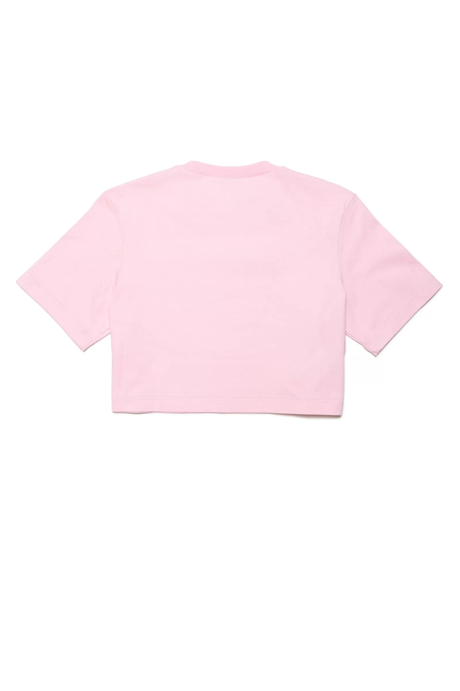 T-Shirt<MARNI T-Shirt Crop Girocollo In Jersey Con Logo In Paillettes Rosa Chiaro