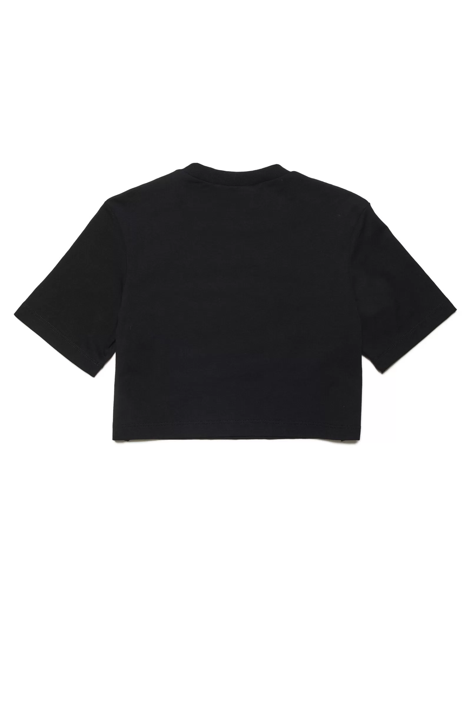 T-Shirt<MARNI T-Shirt Crop Girocollo In Jersey Con Logo In Paillettes Nero Denim