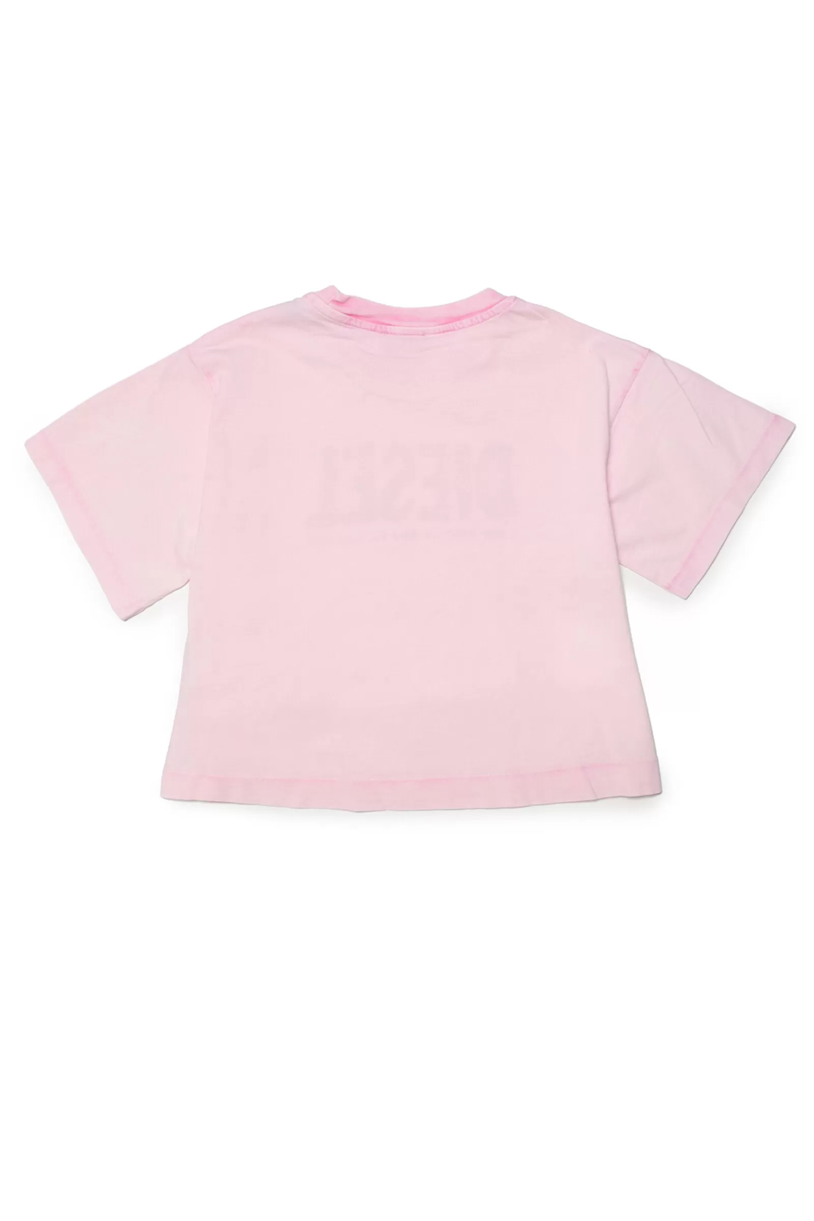 T-Shirt<DIESEL T-Shirt Cropped In Cotone Con Logo Effetto Sbiadito Rosa Pastello