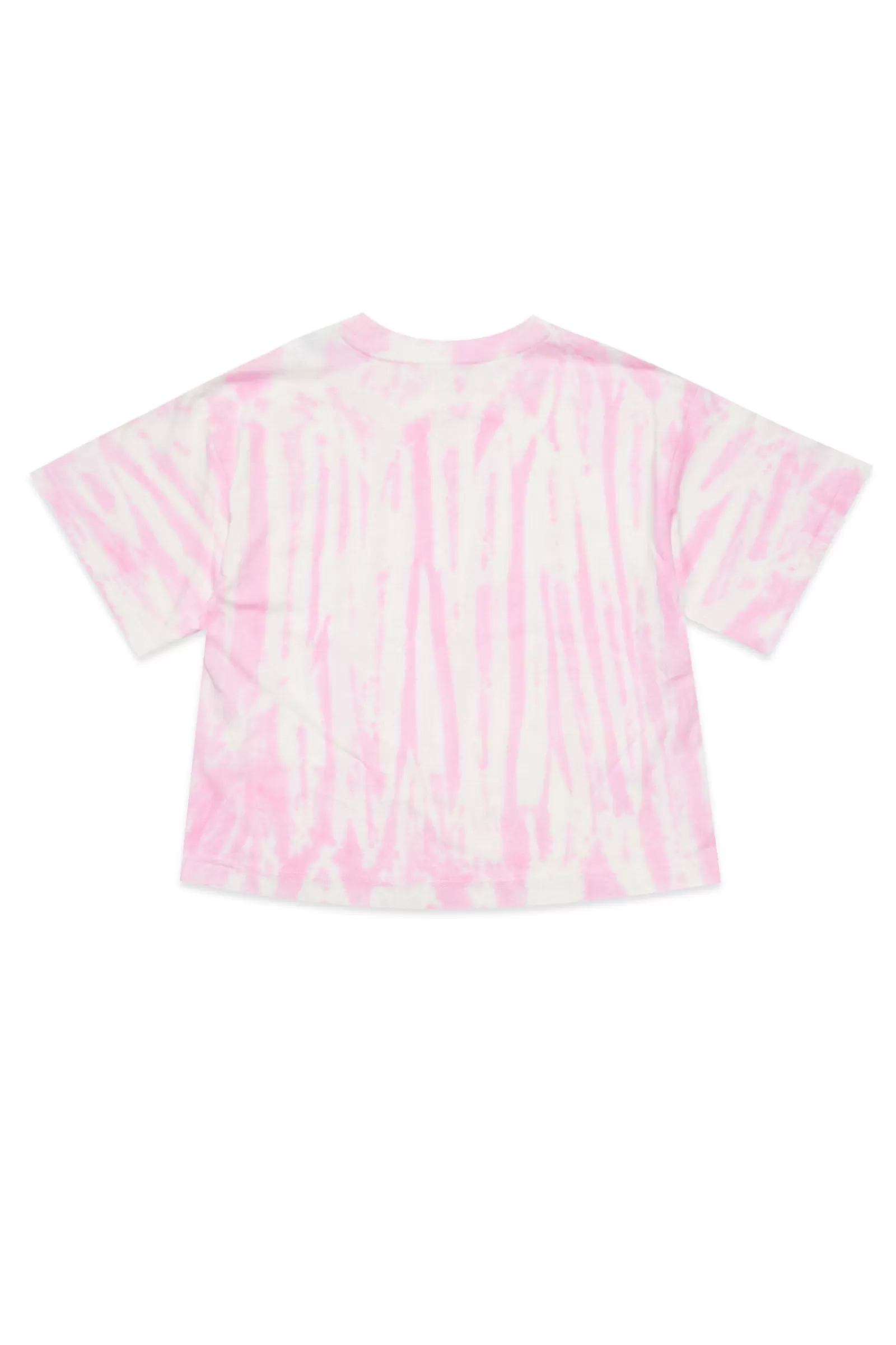 T-Shirt<DIESEL T-Shirt Cropped In Jersey Con Effetto Tie Dye Rosa Pastello