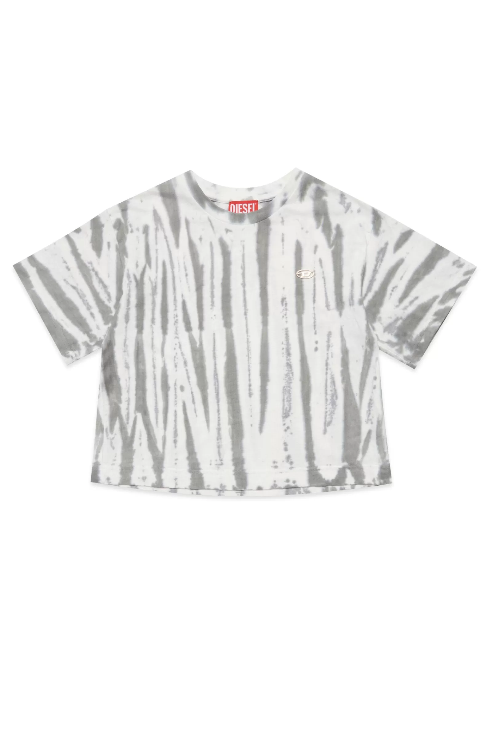 T-Shirt<DIESEL T-Shirt Cropped In Jersey Con Effetto Tie Dye Grigia Grigio Roccia