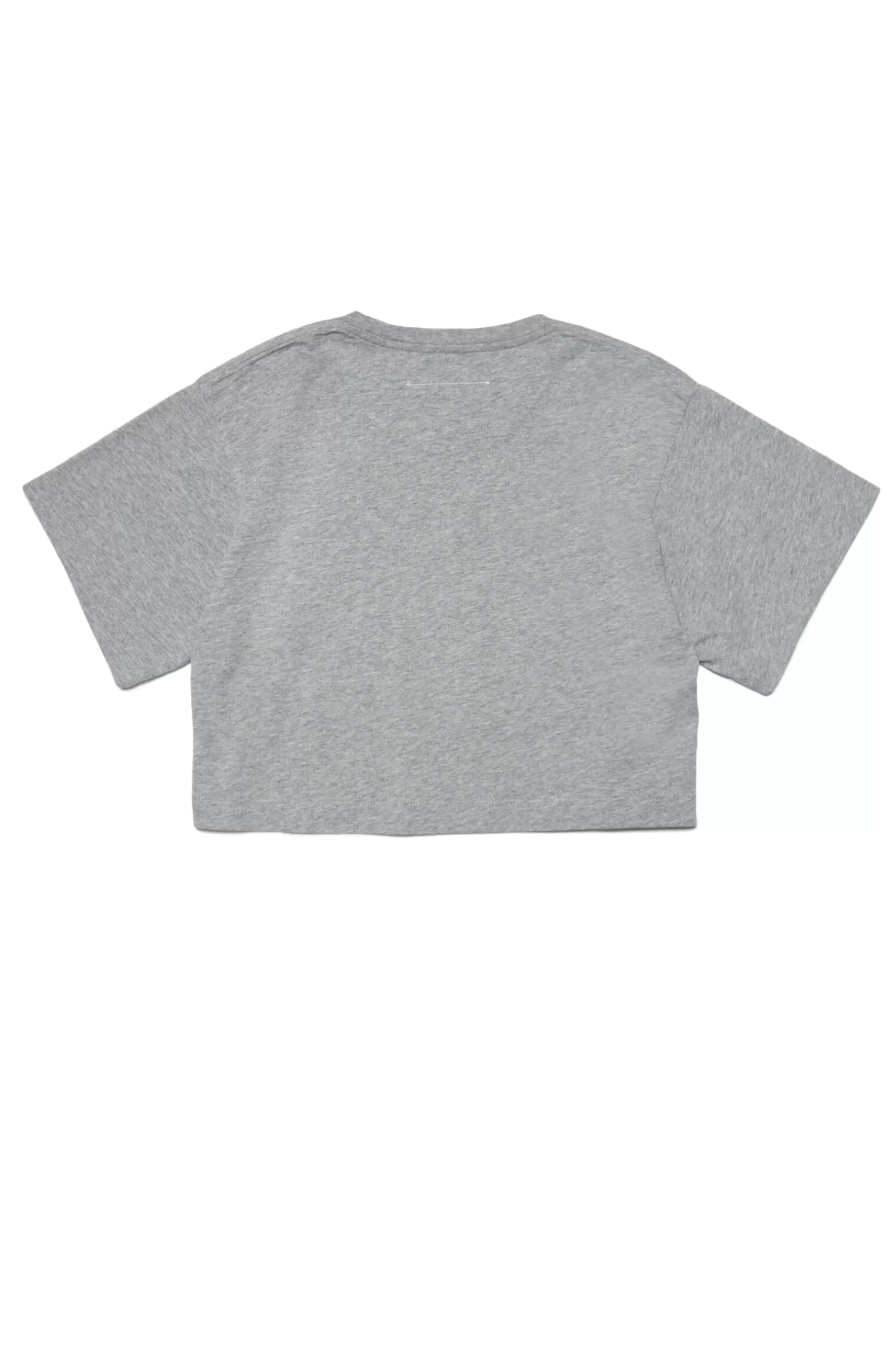 T-Shirt<MM6 MAISON MARGIELA T-Shirt Cropped In Jersey Con Logo Effetto Fluido Grigio Melange