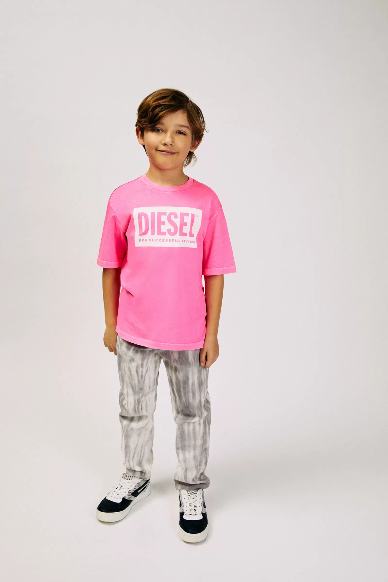 T-Shirt<DIESEL T-Shirt Fluo In Jersey Con Logo Rosa