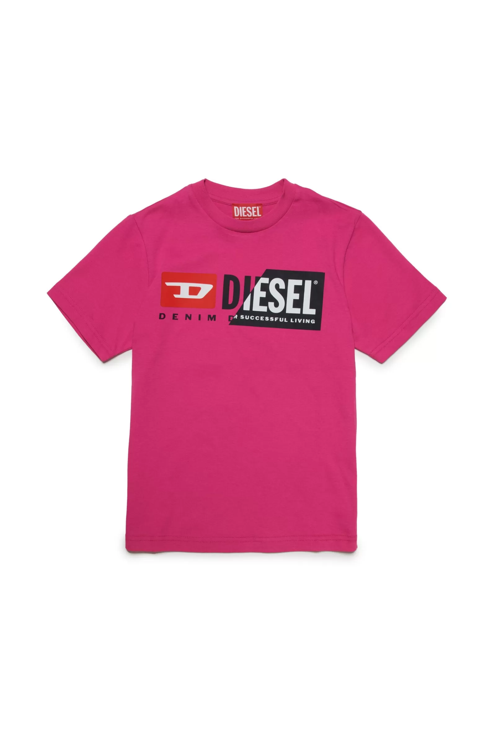 T-Shirt<DIESEL T-Shirt Fucsia Con Logo Double Rosa Intenso